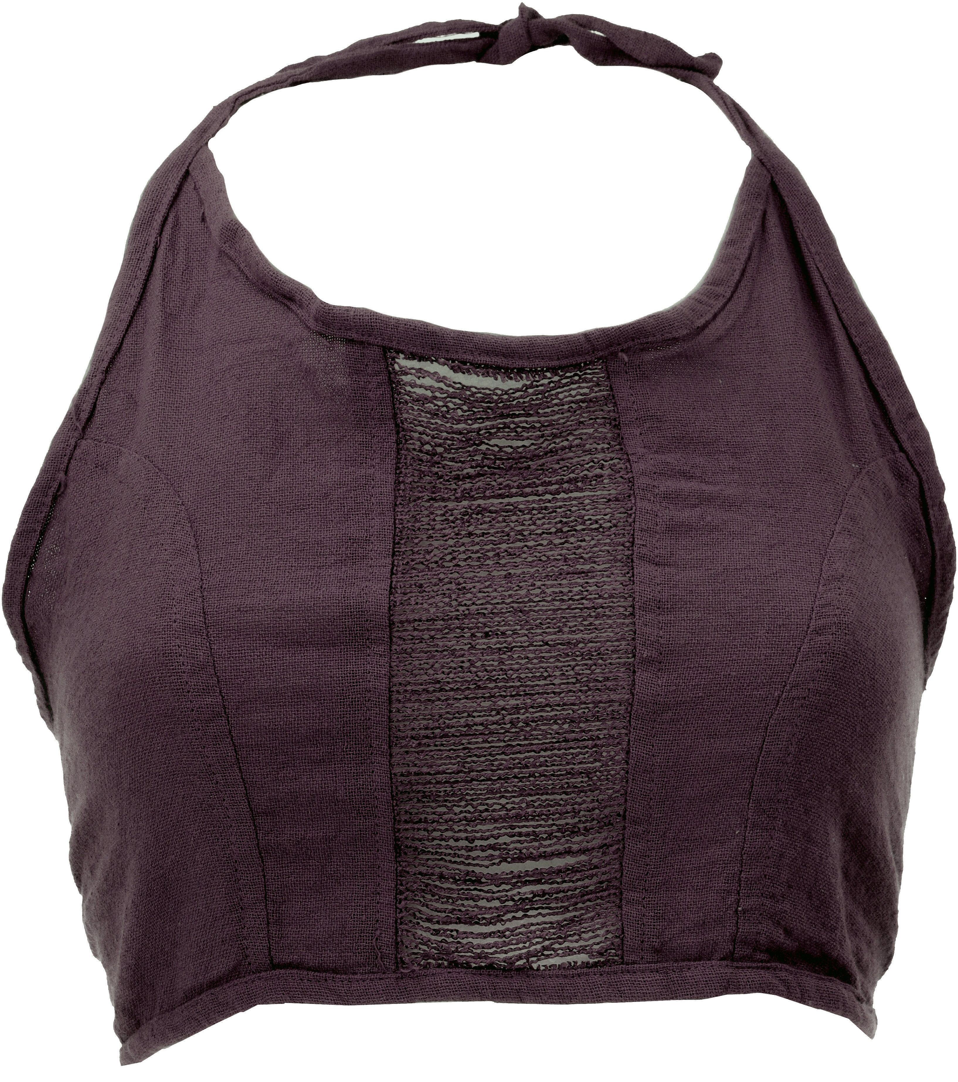 Guru-Shop T-Shirt Goa Top, Psytrance Neckholder Bandeau Top - braun Festival, Ethno Style, alternative Bekleidung