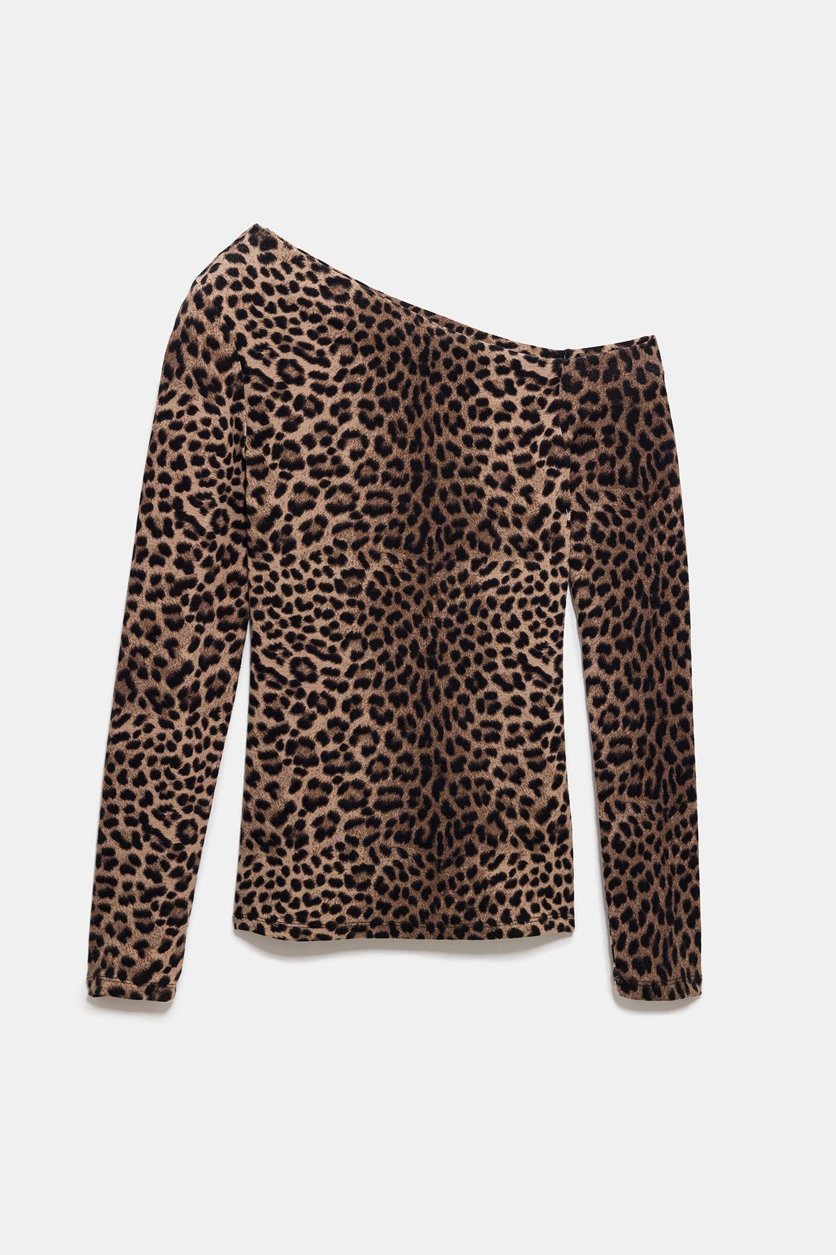 Blusentop Leopardenbluse mit asymmetrischem Ausschnitt