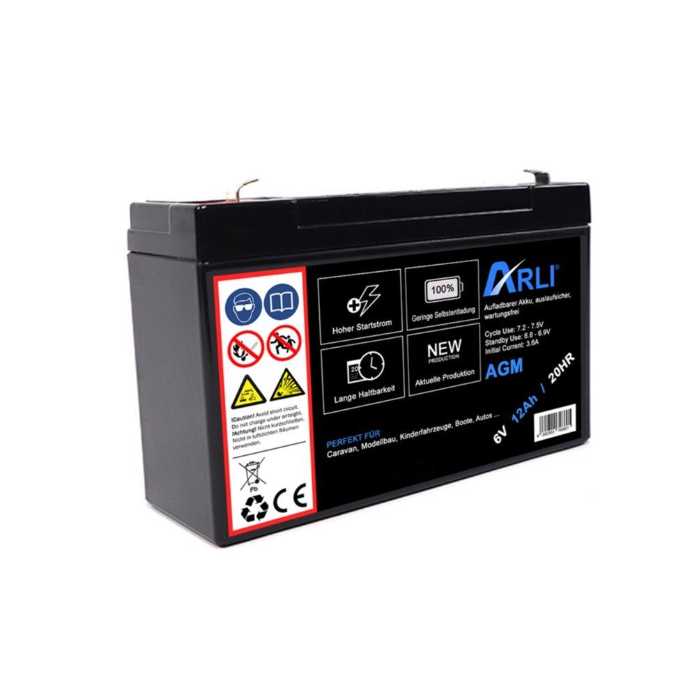 AGM Blei Akku 6V 12Ah 20HR Batterie Glasfaservlies Bleiakku Bleiakkus