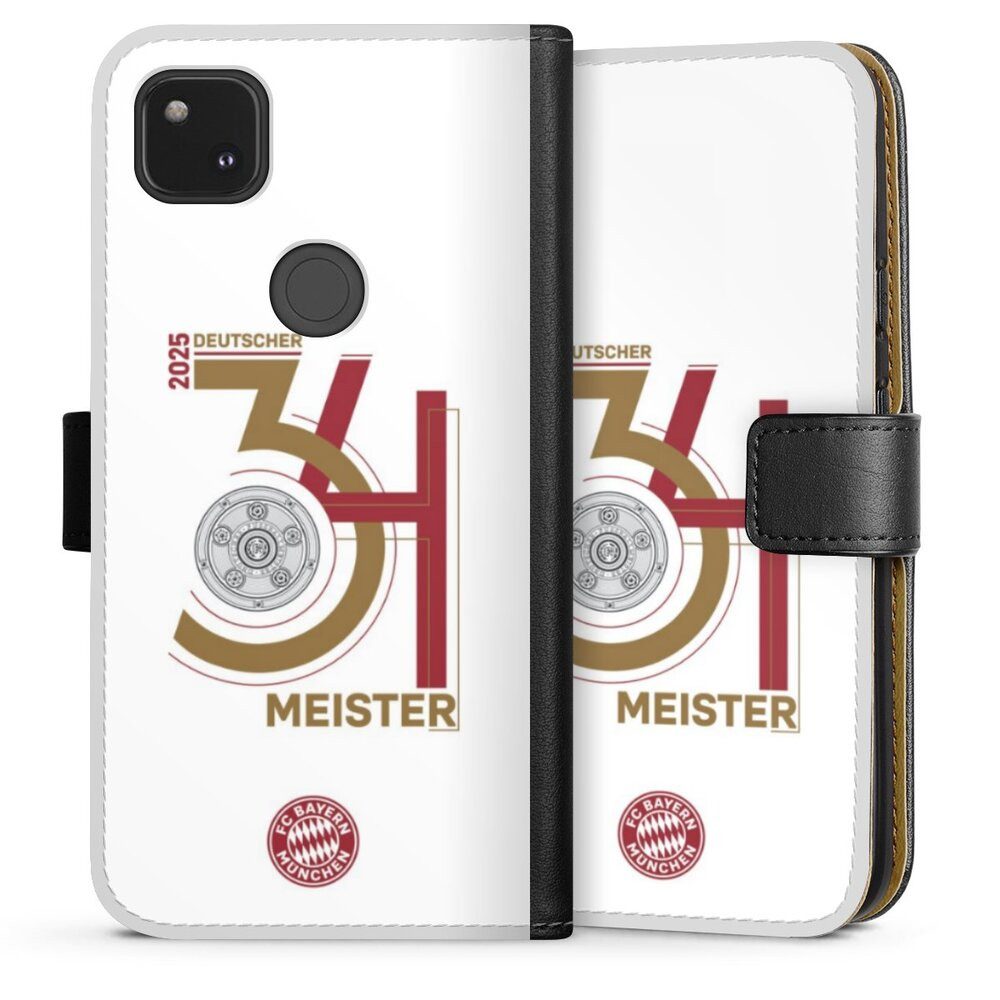 DeinDesign Handyhülle FC Bayern München Meister Offizielles Lizenzprodukt, Google Pixel 4a Hülle Flip Case Klapphülle Handytasche Leder