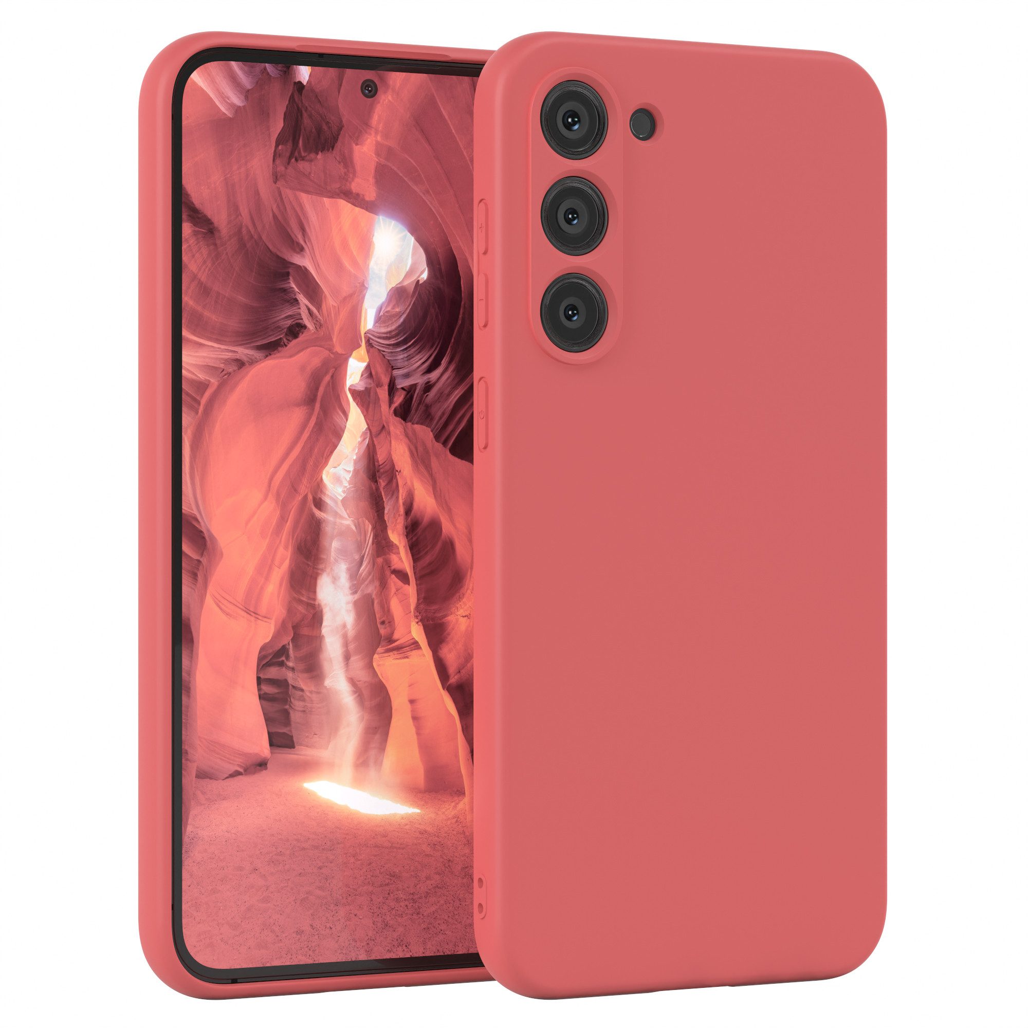 EAZY CASE Handyhülle für Samsung Galaxy S23 Plus Hülle Silikon 6,6 Zoll, Schutzhülle mit Kameraschutz stoßfest Telefonhülle Matt Rot / Hellrot