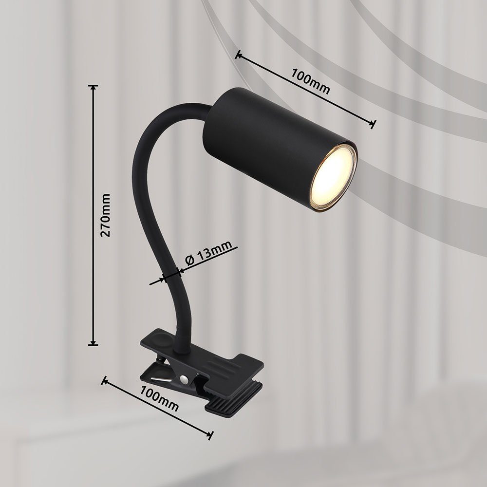 etc-shop Klemmleuchte, Leuchtmittel nicht inklusive, Bett Schwanenhals Schreibtischlampe Leselampe klemmbar Klemme