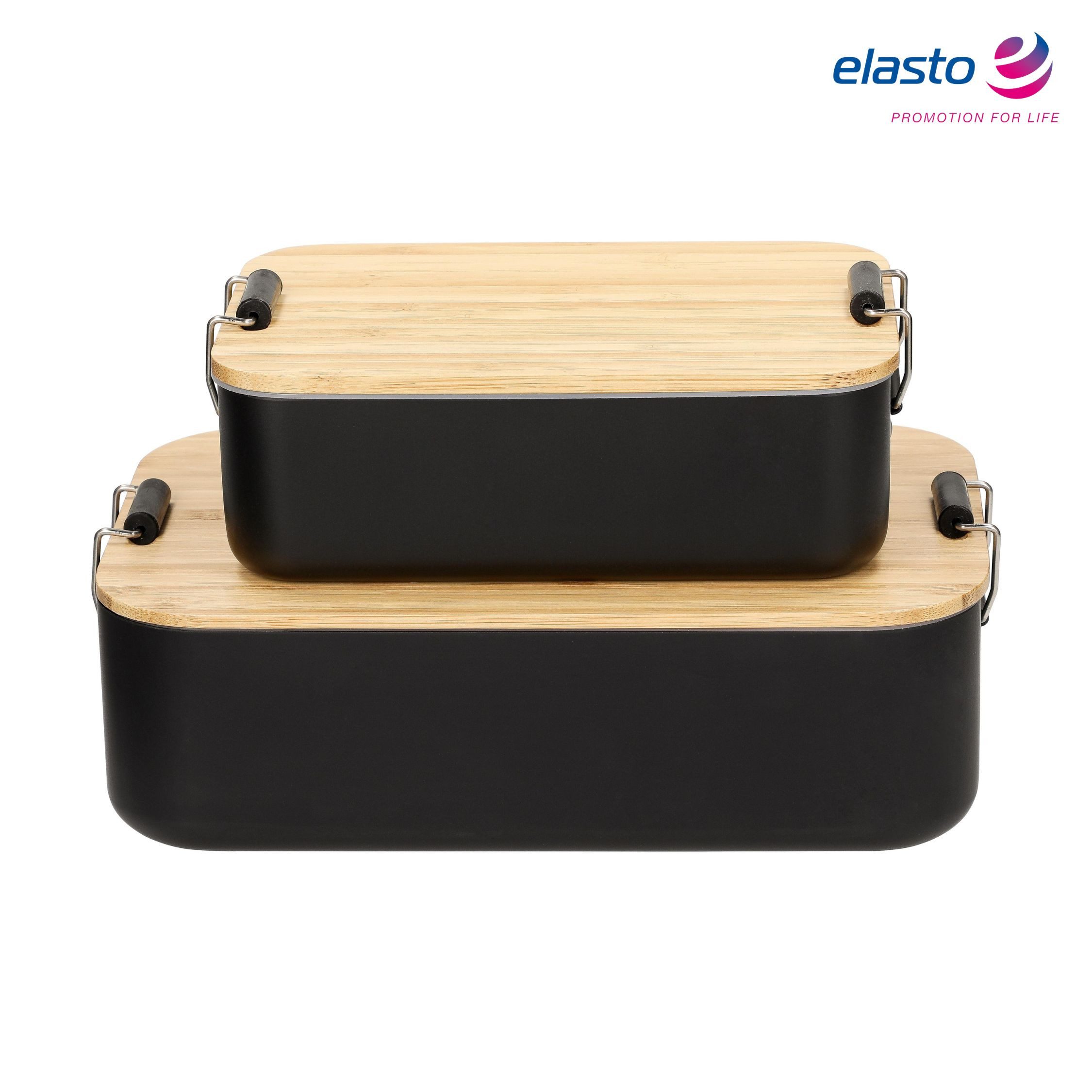 elasto Lunchbox Lunchbox mit Holzdeckel - stabile Brotdose für Kinder