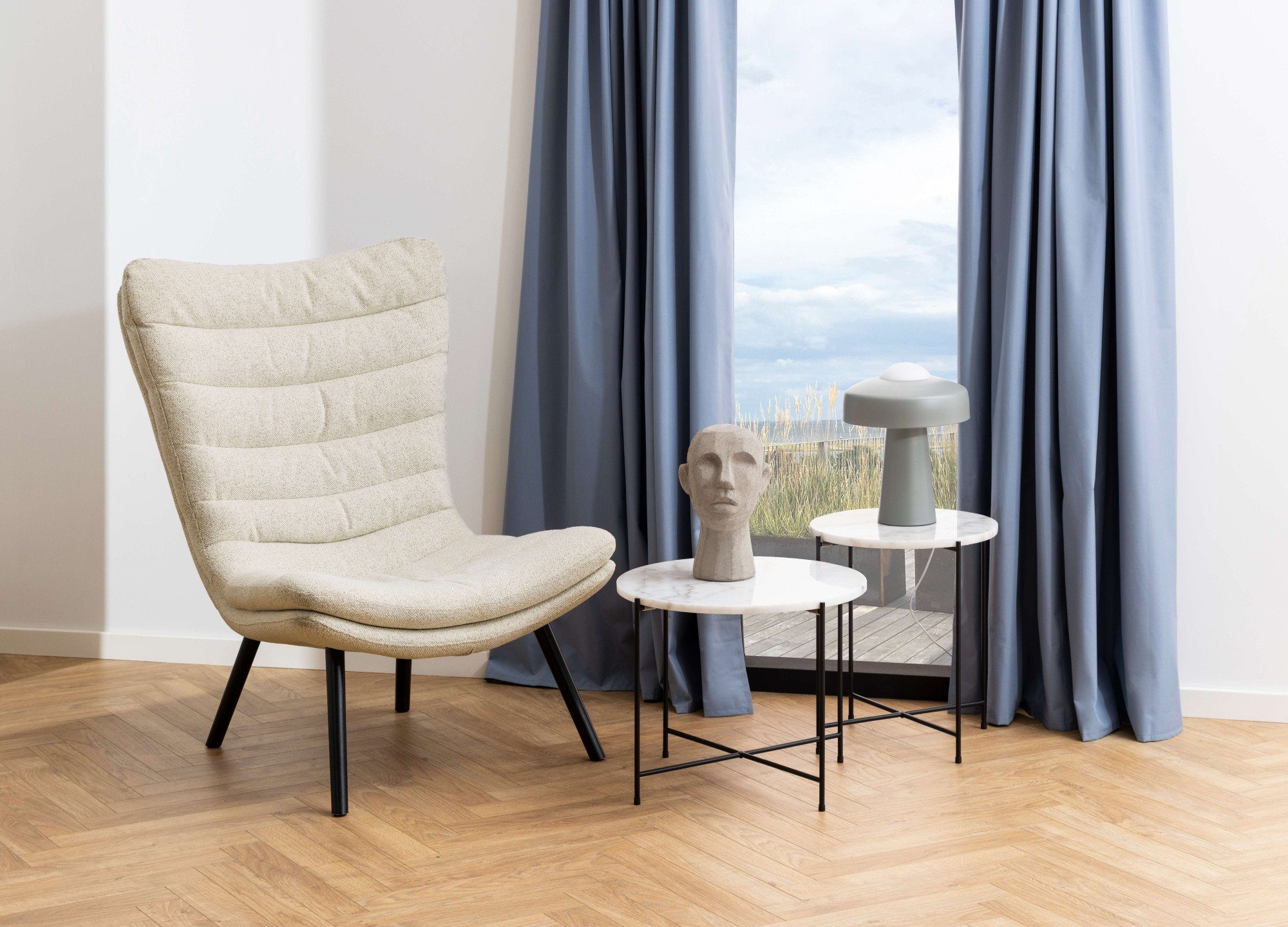 ACTONA GROUP Beistelltisch Avila, Ecktisch, rund, Tischplatte aus Marmorste günstig online kaufen