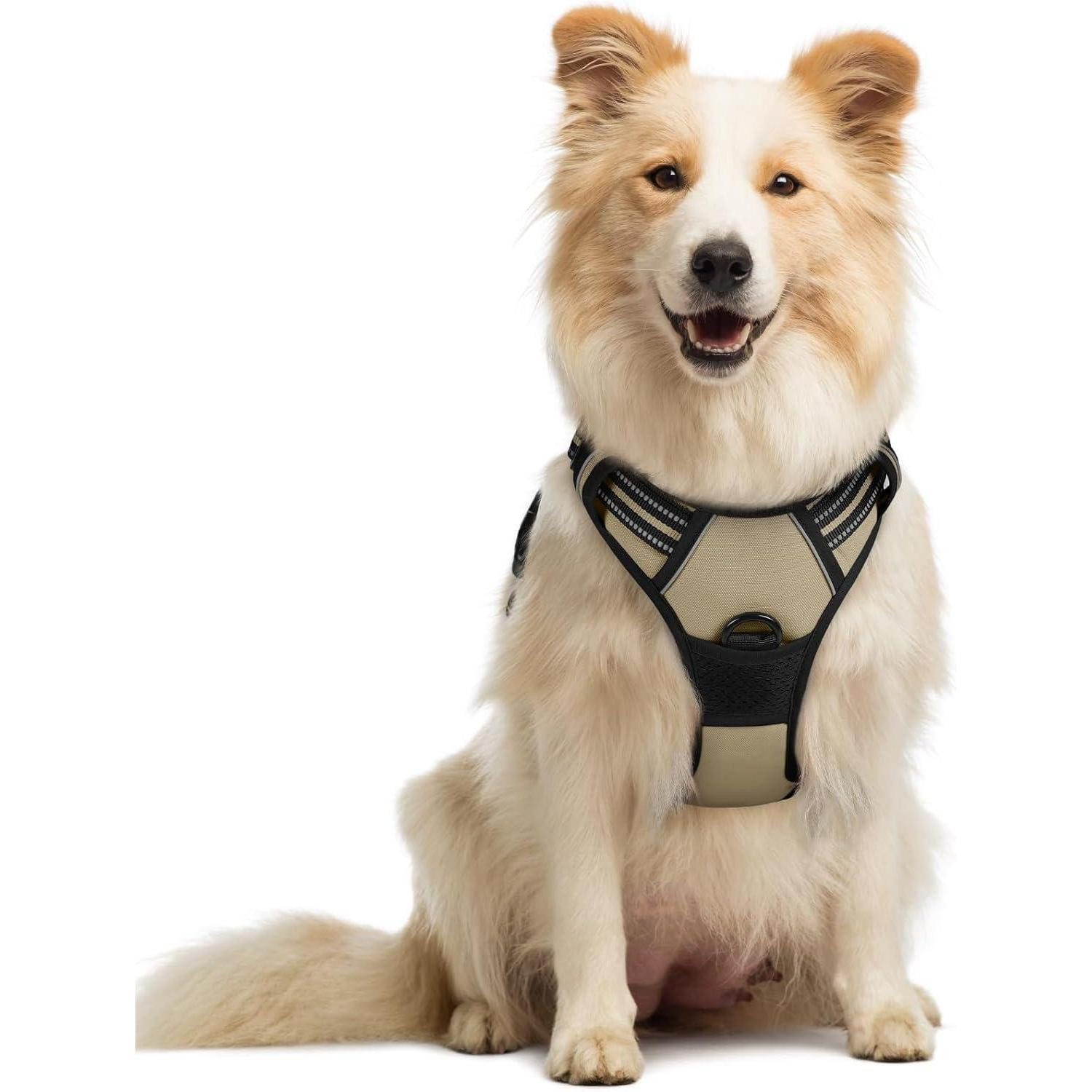 LuxusKollektion Hunde-Sicherheitsgeschirr Hundegeschirr AntiZug Verstellbar Brustgeschirr Kaki M (1er Pack)