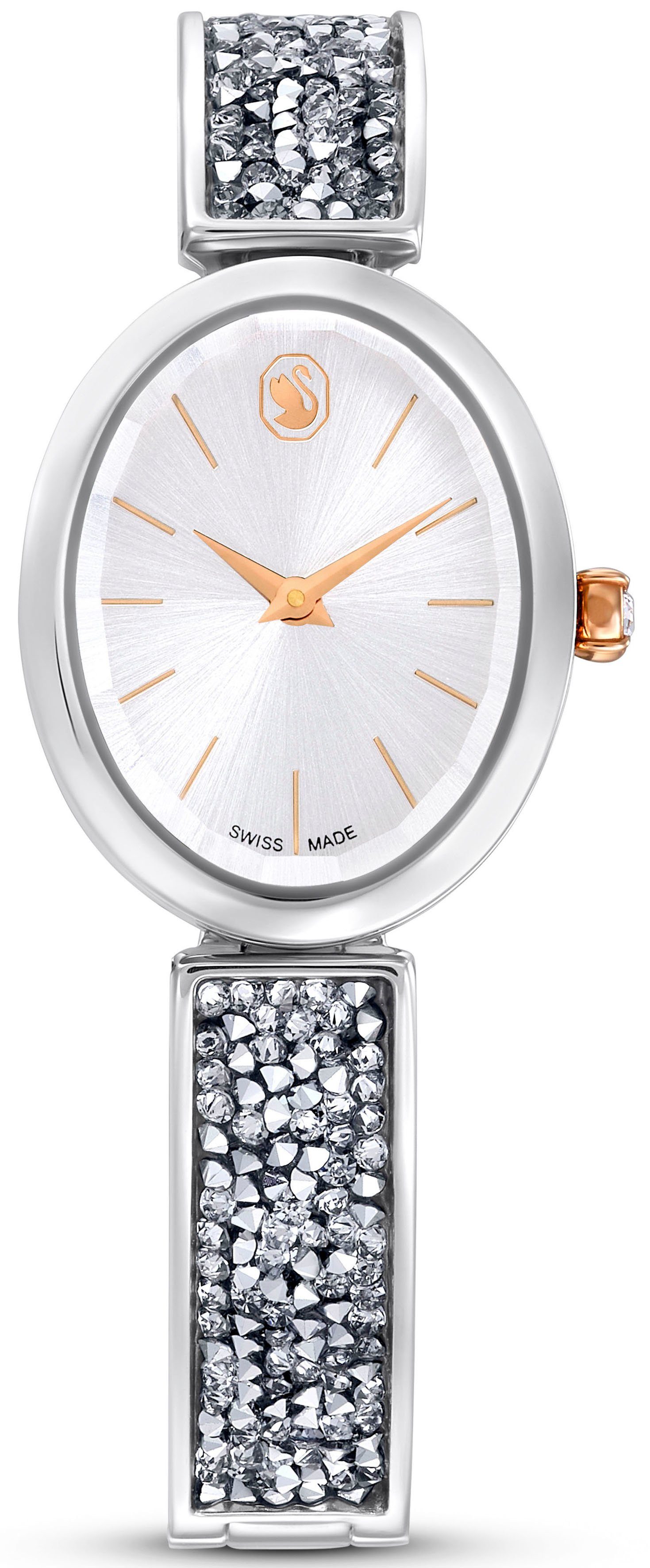 Swarovski Schweizer Uhr CRYSTAL ROCK OVAL, 5656878 grau, silber