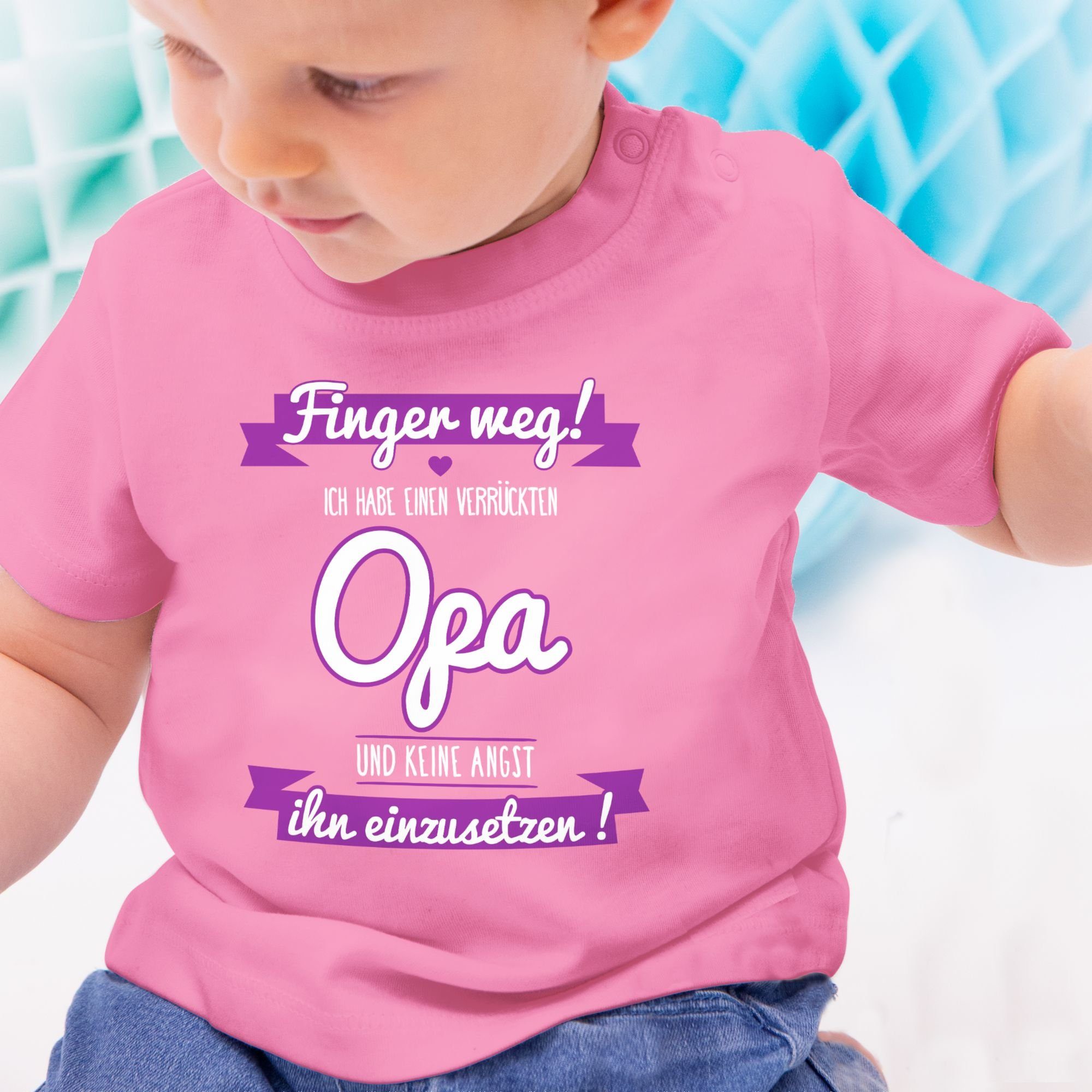 Pink Ich Opa verrückten Baby 2 habe Shirtracer einen Sprüche T-Shirt lila