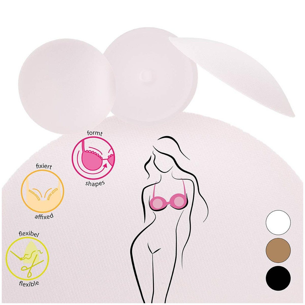 Miss Perfect Brustwarzenabdeckung W2G7000023457, Schaumstoff Weiß oder Schwarz, Silikon Haut oder Vlies Haut