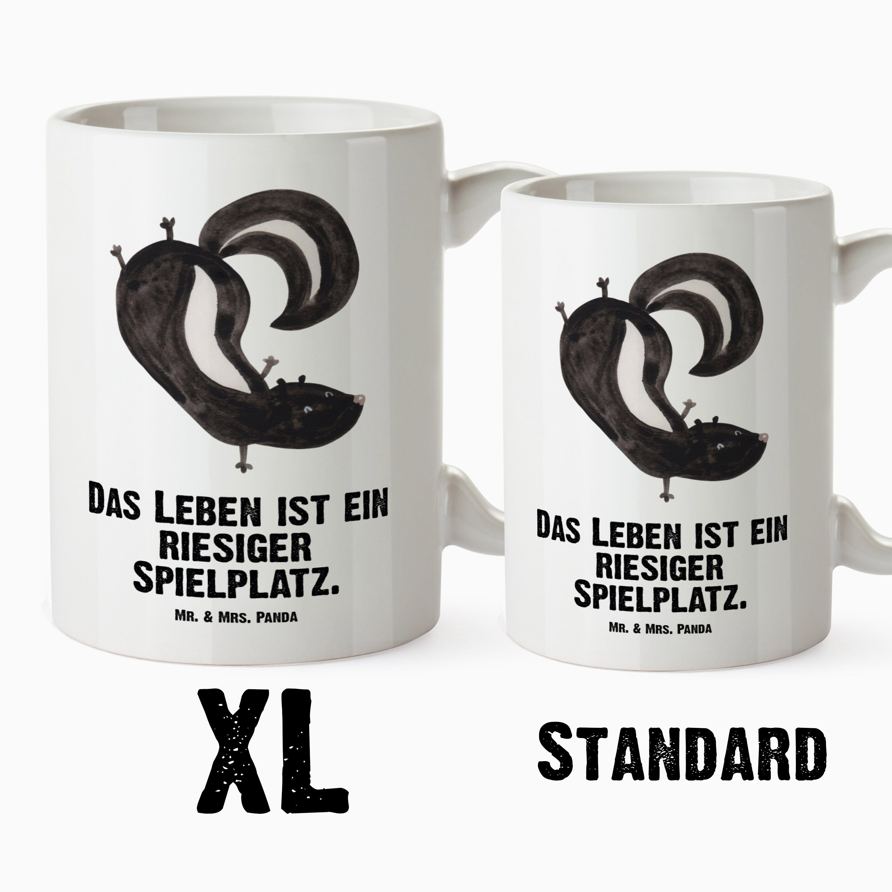 Mr. Becher, - Wildt, Geschenk, Keramik - Jumbo Tasse, Mrs. Panda Handstand XL & Stinktier XL Tasse Weiß Tasse