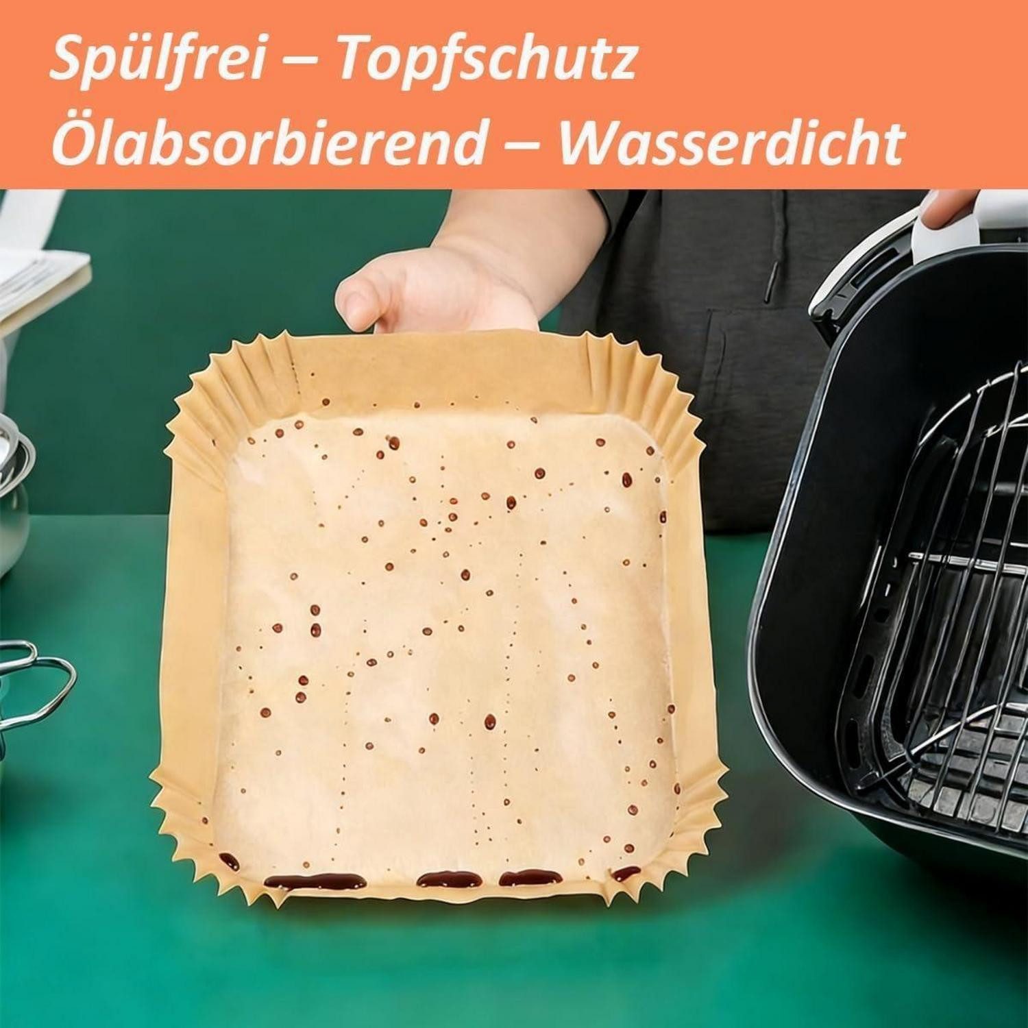 LuxusKollektion Backpapier Airfryer Backpapier 120 Stück 21 x 17 cm antihaft 5 cm Ränder