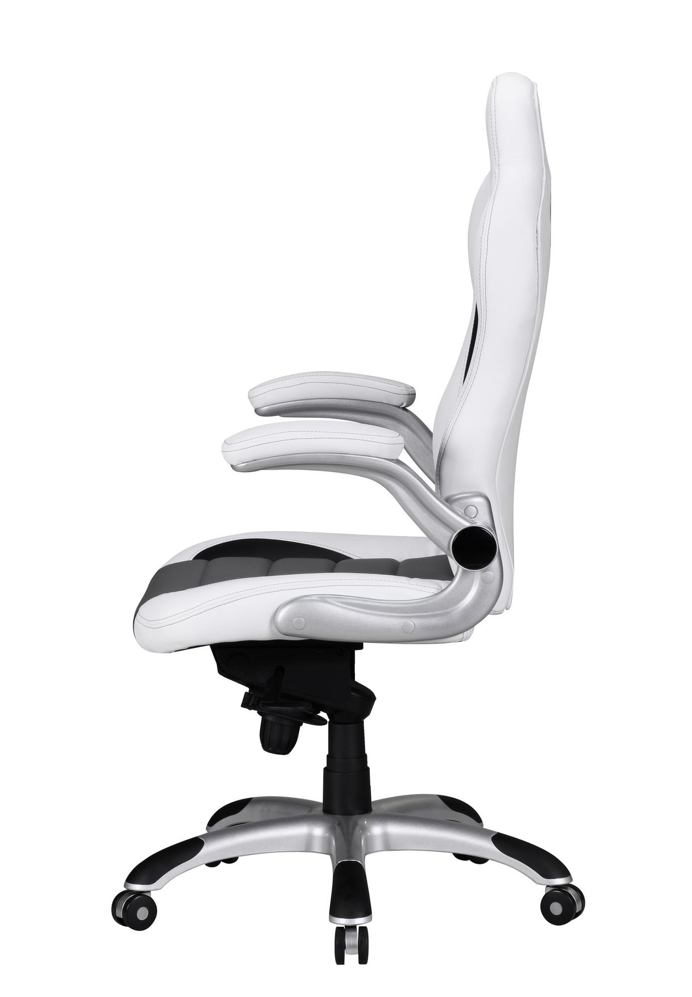 Schreibtischstuhl Weiß Weiß Armlehne Chair Weiß Grau, SuVa1748_1 mit / FINEBUY Gaming (Kunstleder Drehbar, Bürostuhl Racing Drehstuhl | Design),