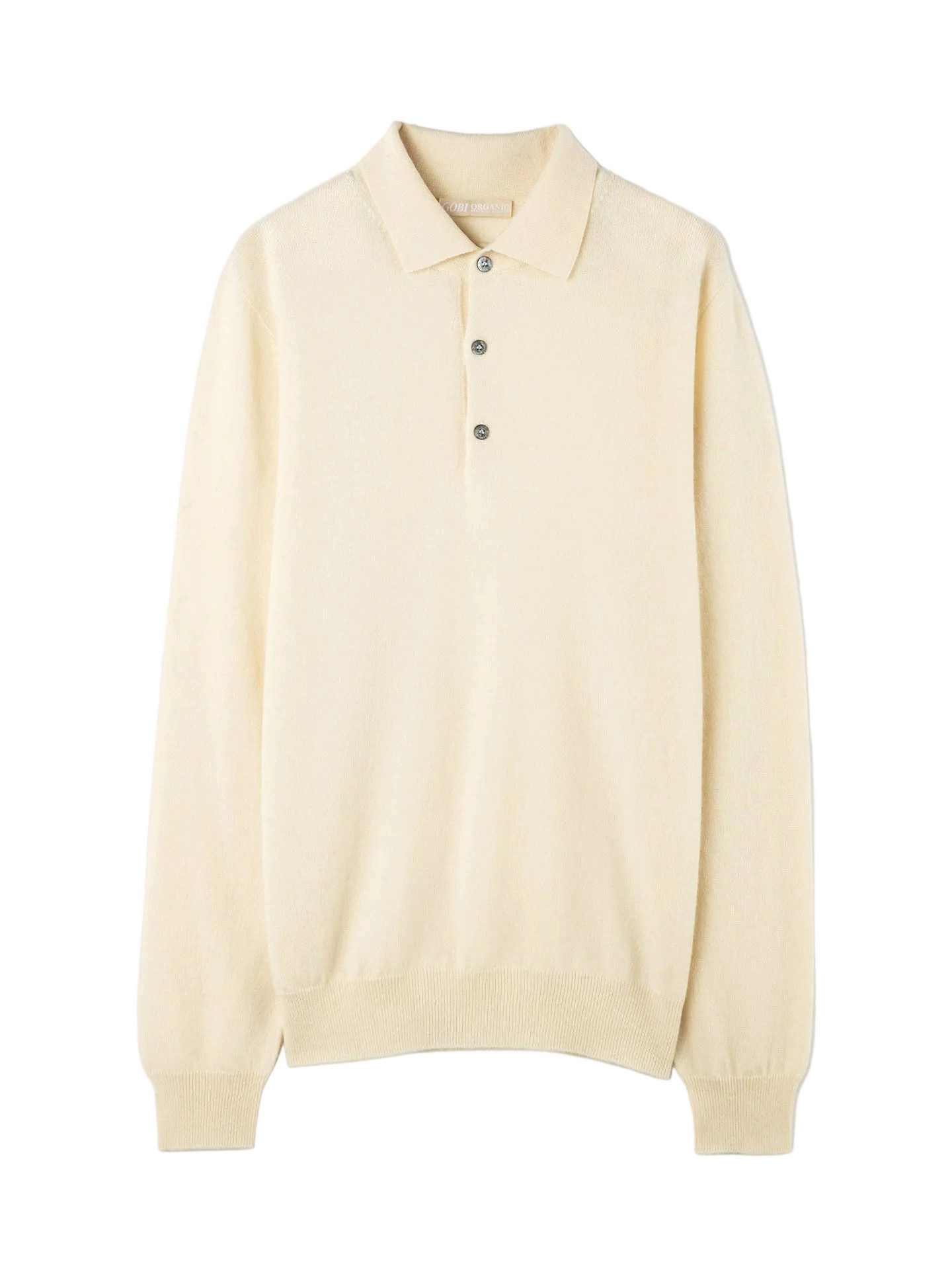 Polokragenpullover Naturfarbe Basic Kaschmirpullover mit Polokragen