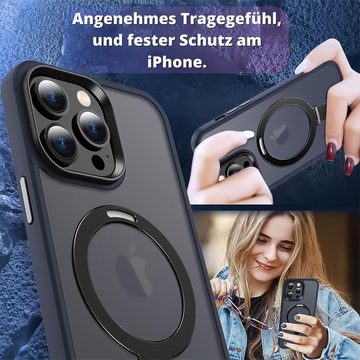 CoolGadget Handyhülle Hybrid Luxury Handy Case für iPhone 14 Pro 6,1 Zoll, Hülle Massiv Metallring aufklappbar Schutzhülle für Magsafe Zubehör