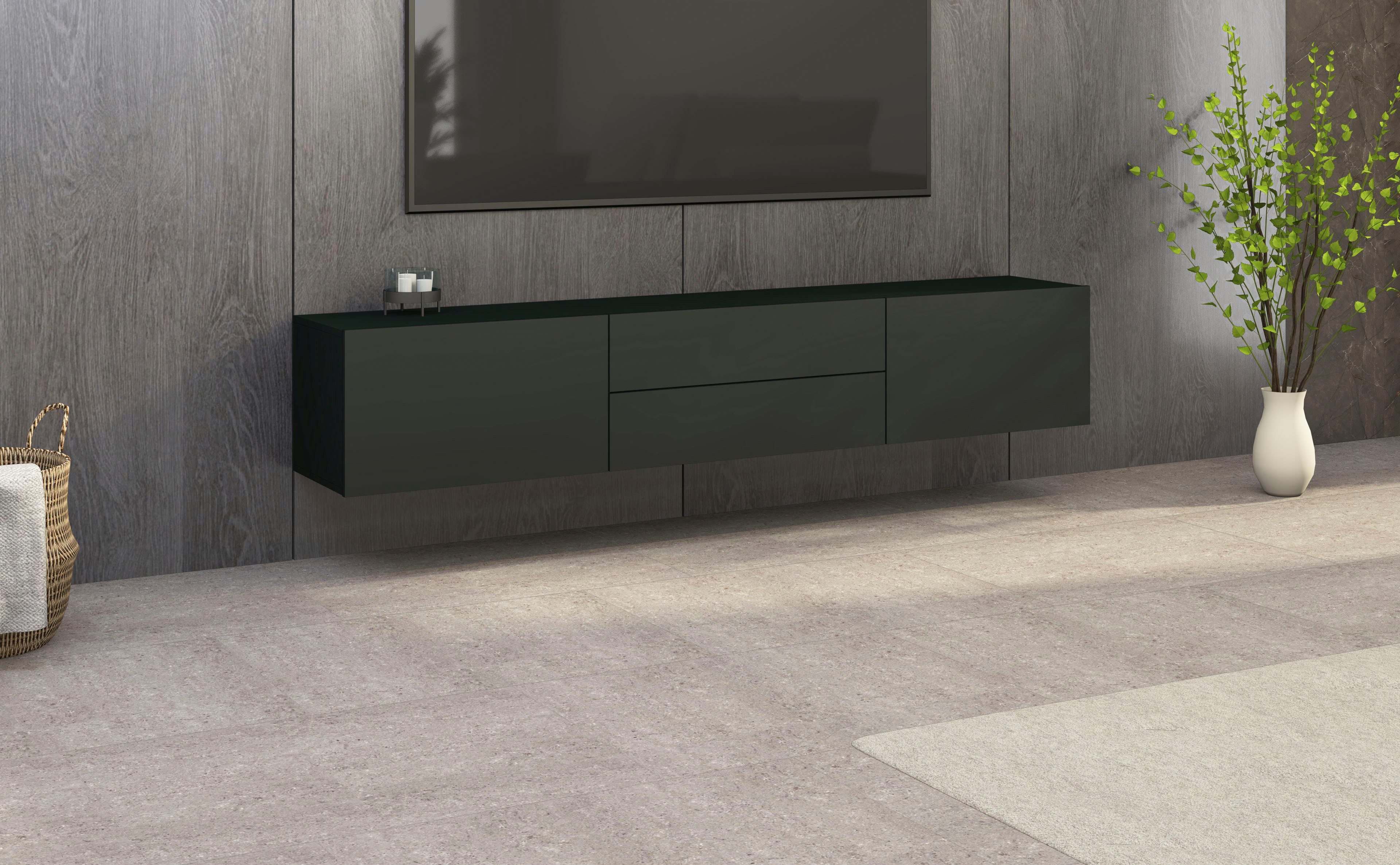 borchardt Möbel Lowboard Sophia, TV-Schrank Breite 200 cm, Breite 200 cm mit 2 Klappen und 2 Schubkästen, stehend und hängend