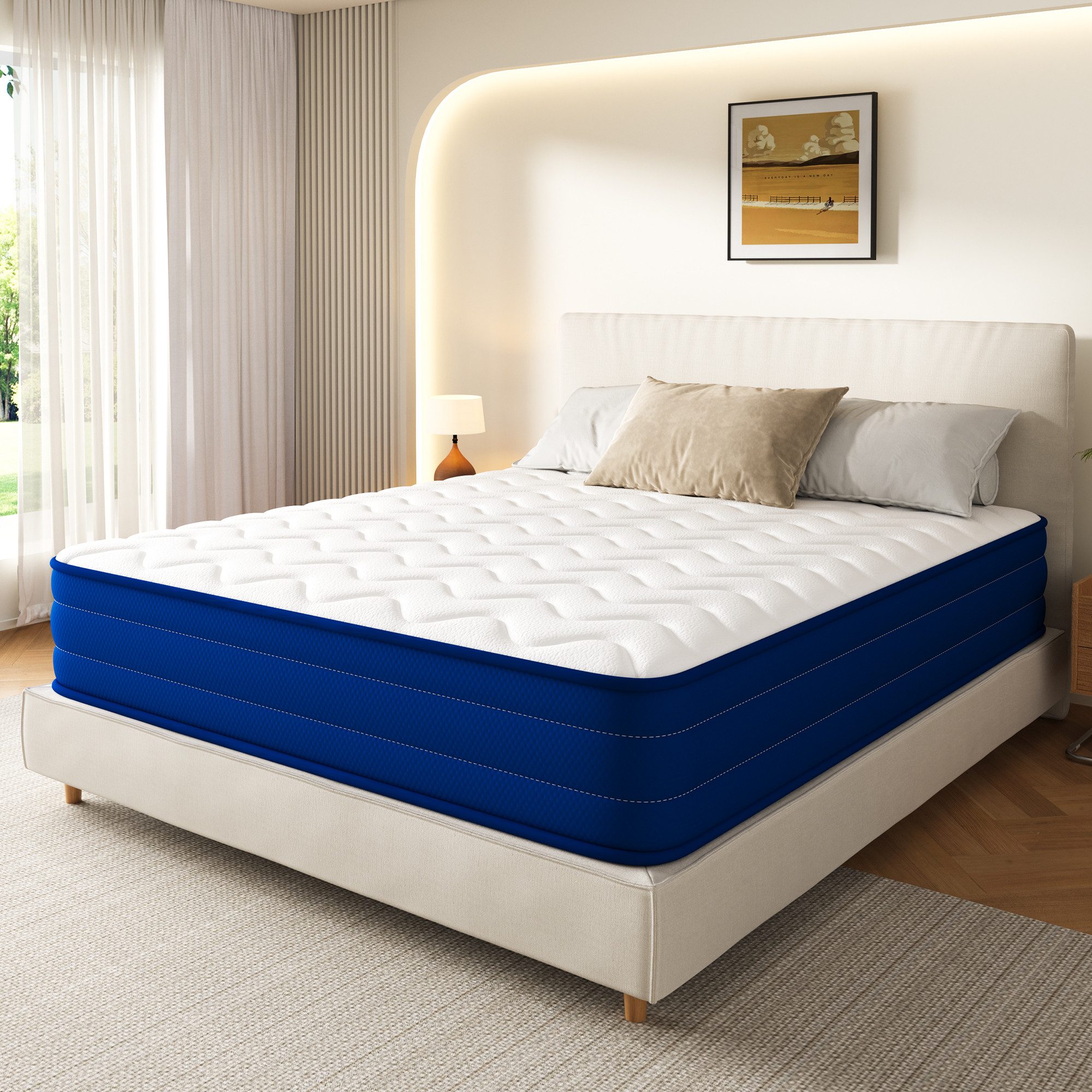 Taschenfederkernmatratze 7-Zonen Federkernmatratze, INTEGRIERTER TOPPER, HOMAVO, 22 cm hoch, (Härtegrad H3, Zertifizierte EU-Qualität, 8+3 Schichten hochwertiger Materialien), Orthopädische Matratze u.v.m.