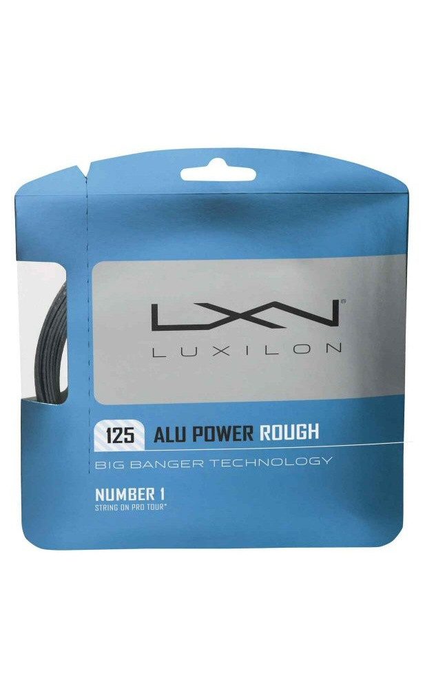 Luxilon Tennissaite Alu Power Rough (Haltbarkeit+Spin) silber 12m Set, Saitendicke: 1.25