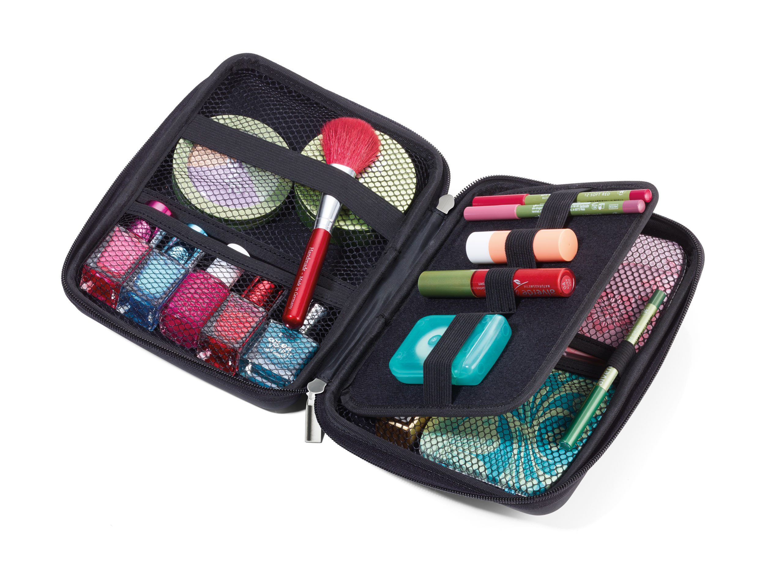 TROIKA Organizer TRAVEL CASE Etui Hardcase – Kabeltasche & Zubehörtasche mit Fächern (1 St., in verschiednen Farben), Elastikband‑Schlaufen für Elektronik & Rei – Bild 3 von 5