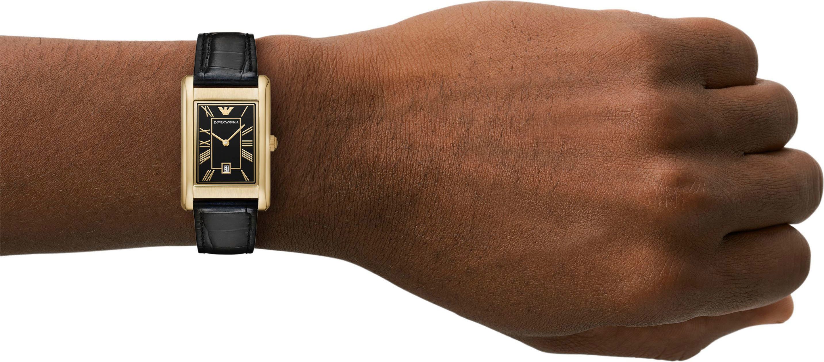 Emporio Armani Quarzuhr AR11666, Armbanduhr, Damenuhr, Herrenuhr, Lederarmband, analog, Tag