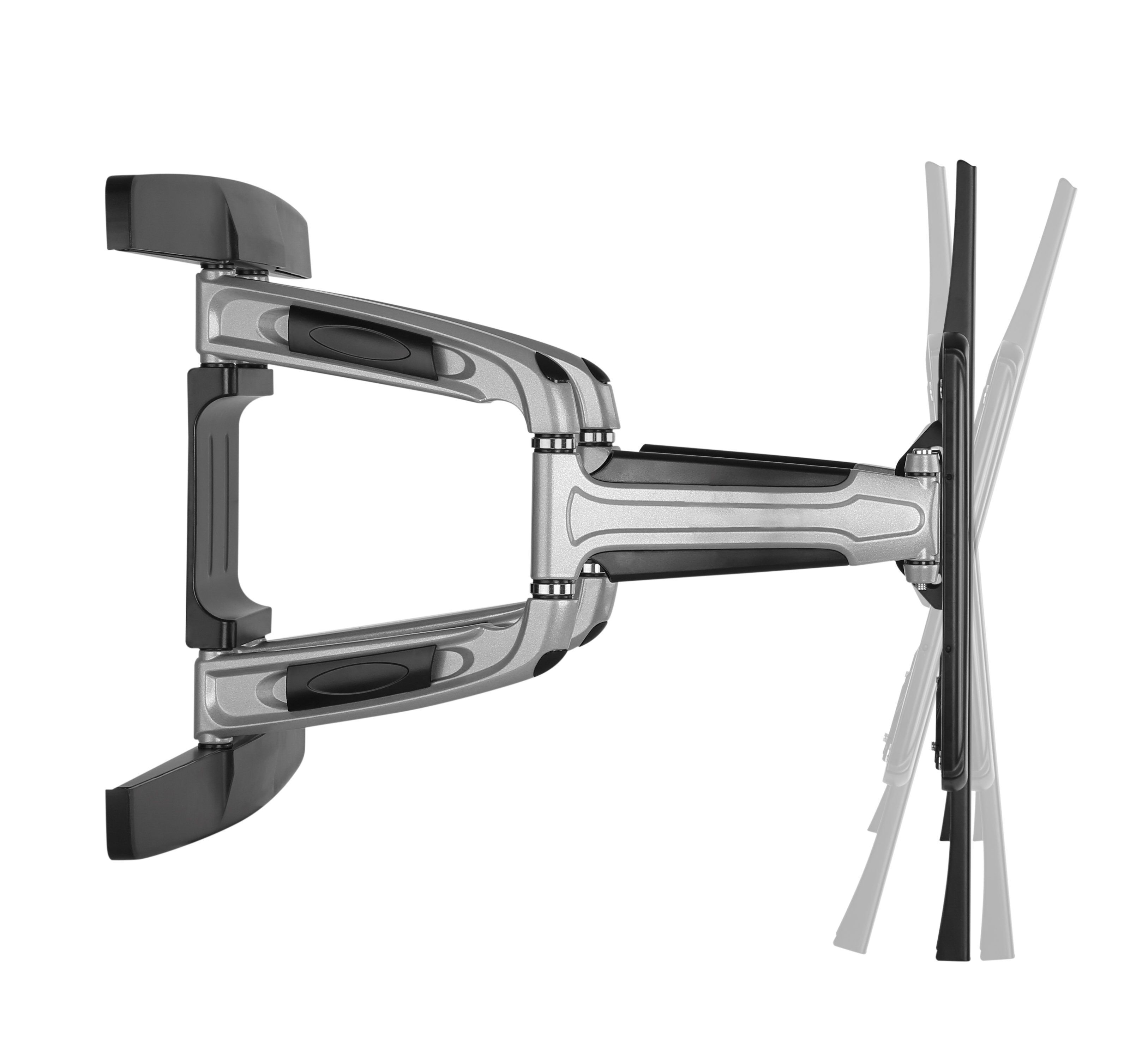 Xantron Wandhalterung für TV dank (Stabile TV-Wandhalterung, 37-70" Konstruktion vollbeweglich und Monitore aus Stahlblech Aluminium-Doppelgelenkarm) Wandplatte und Monitor