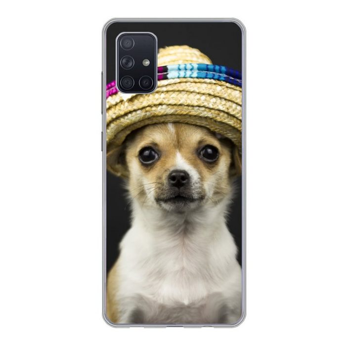 MuchoWow Handyhülle Hund - Sombrero - Schwarz Phone Case Handyhülle Samsung Galaxy A71 Silikon Schutzhülle