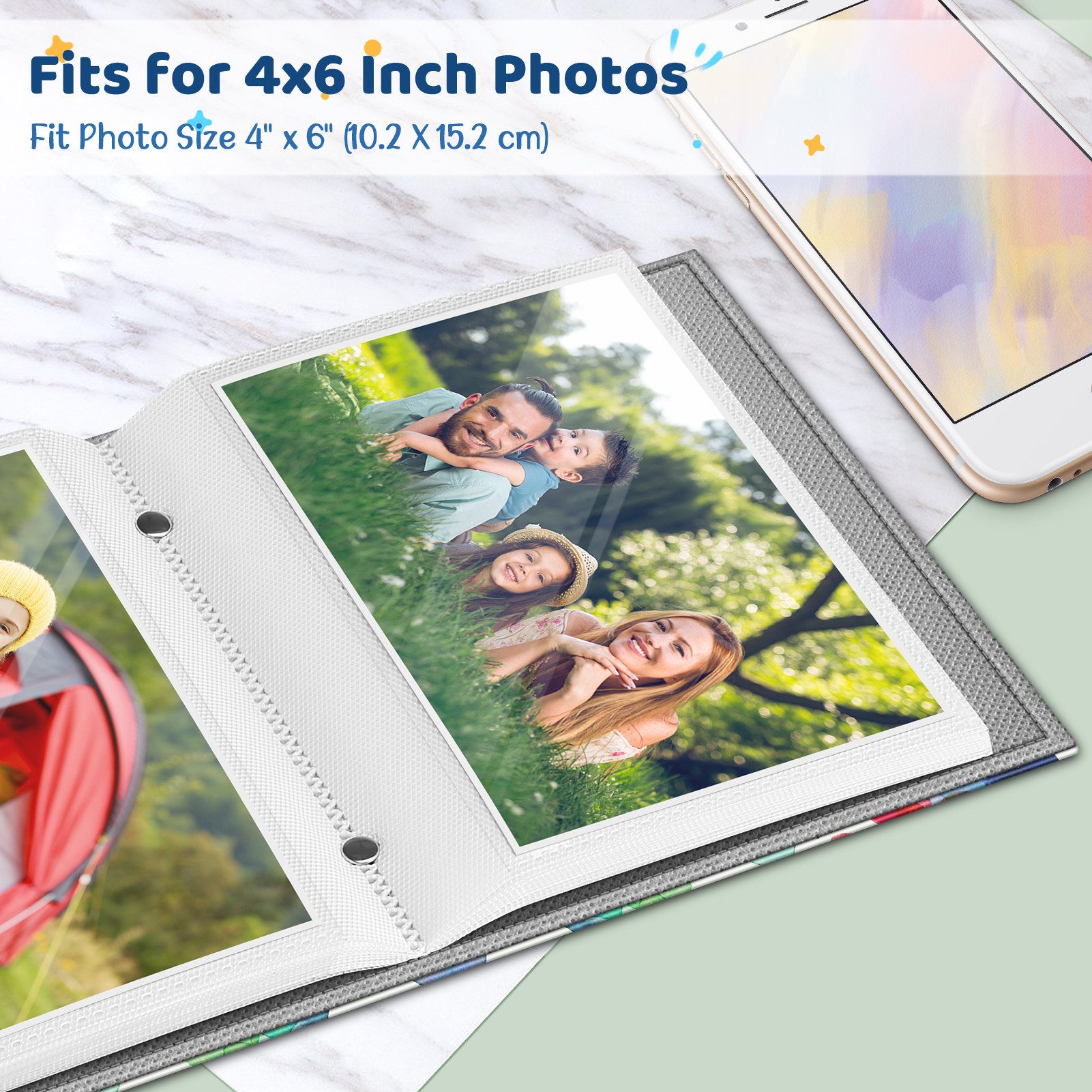 Fintie Fotoalbum - 10x15cm Klein Fotoalben Zum Einstecken Hochzeit geburtstag jahrestag, mit 26 Seiten für 52 Fotos, Urlaub Fotobuch, 4 X 6 Inch für Seiten