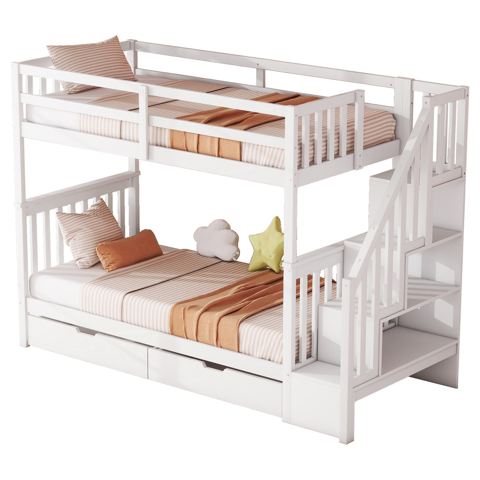 Ulife Etagenbett Kinderbett Jugendbett mit Treppenregal, günstig online kaufen