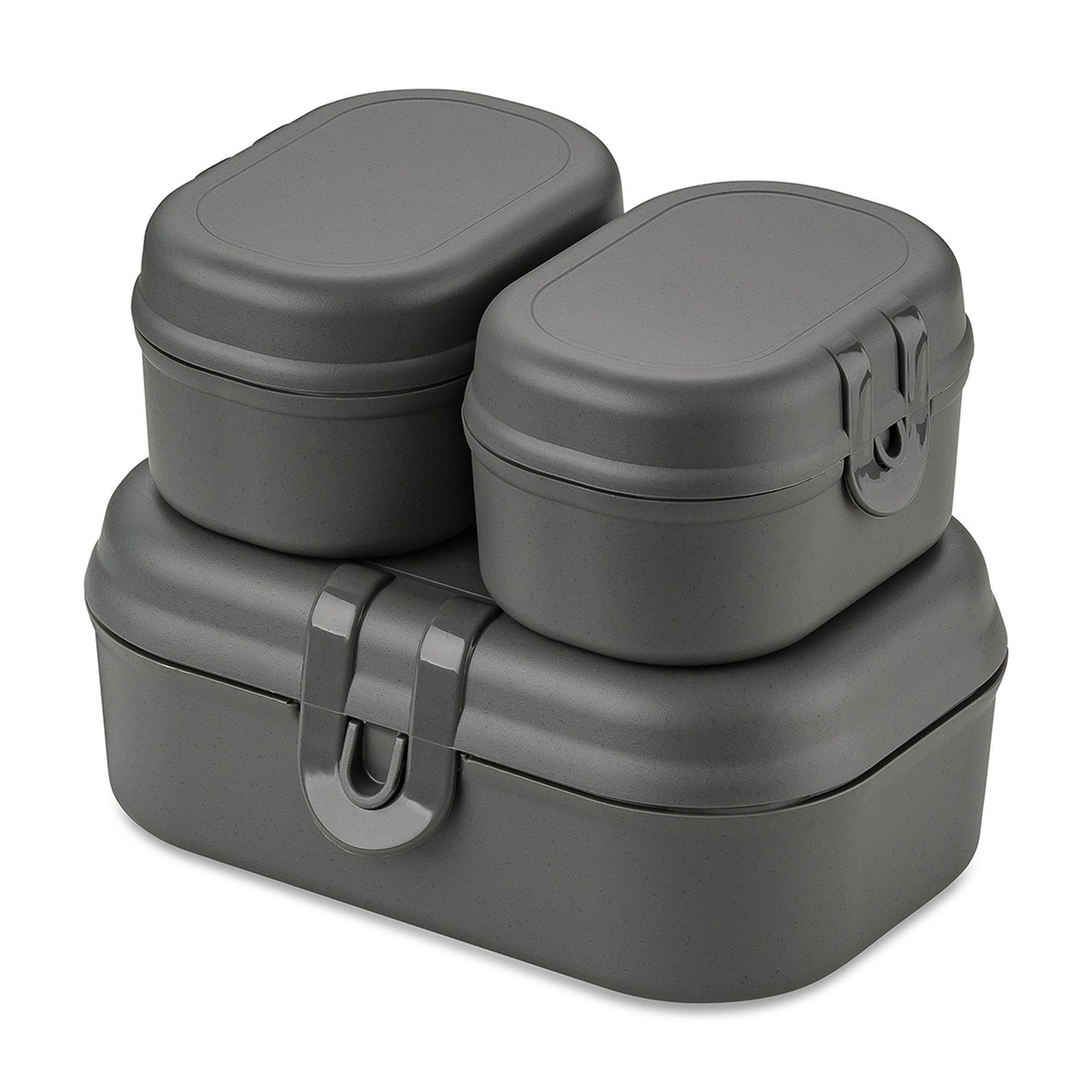 KOZIOL Lunchbox (Set, READY Kunststoff, MINI, Lunchboxen 3er-Set PASCAL Grau Brotdosen 3-tlg), Kunststoff
