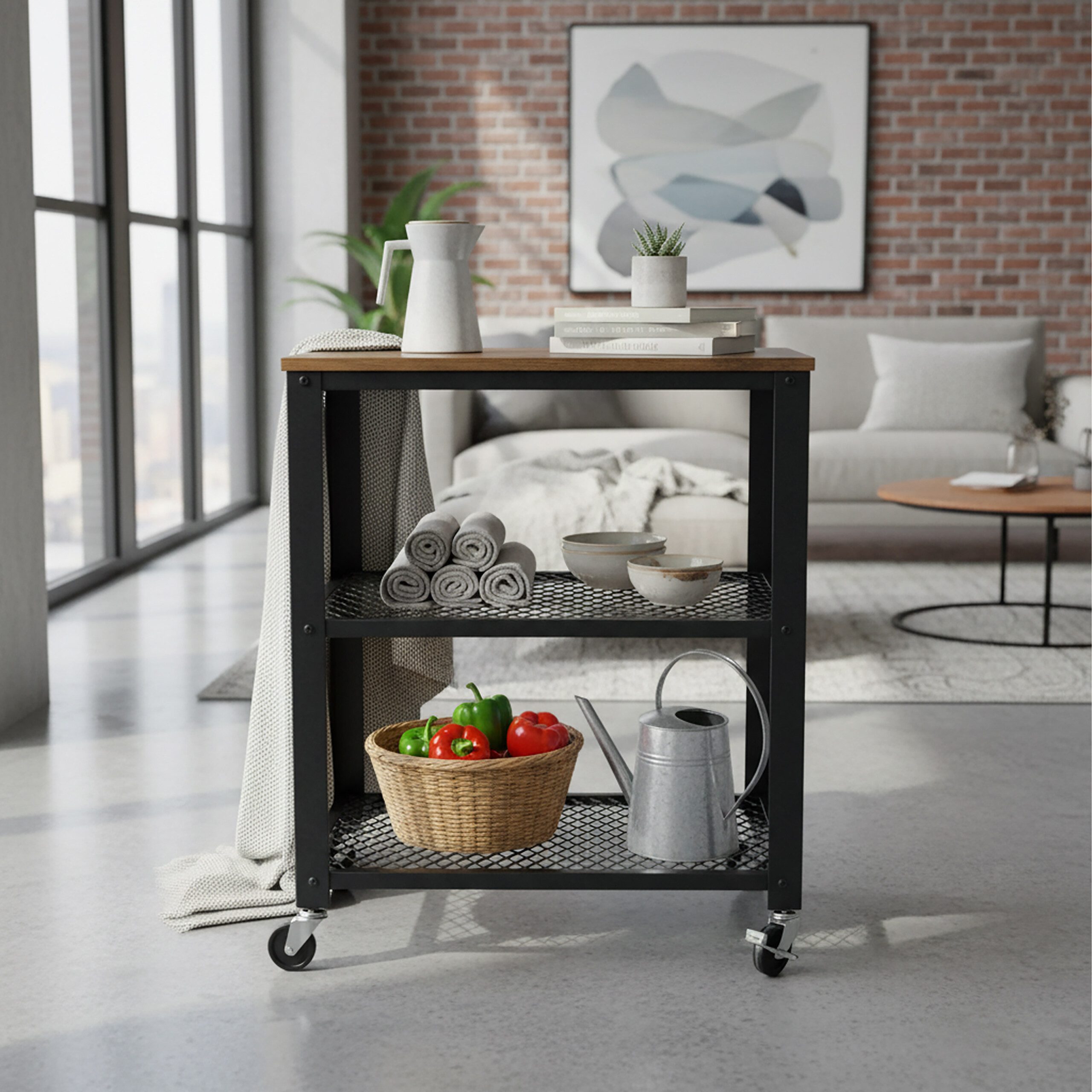 relaxdays Küchenwagen 3 Ebene, Industrial-Schwarz günstig online kaufen