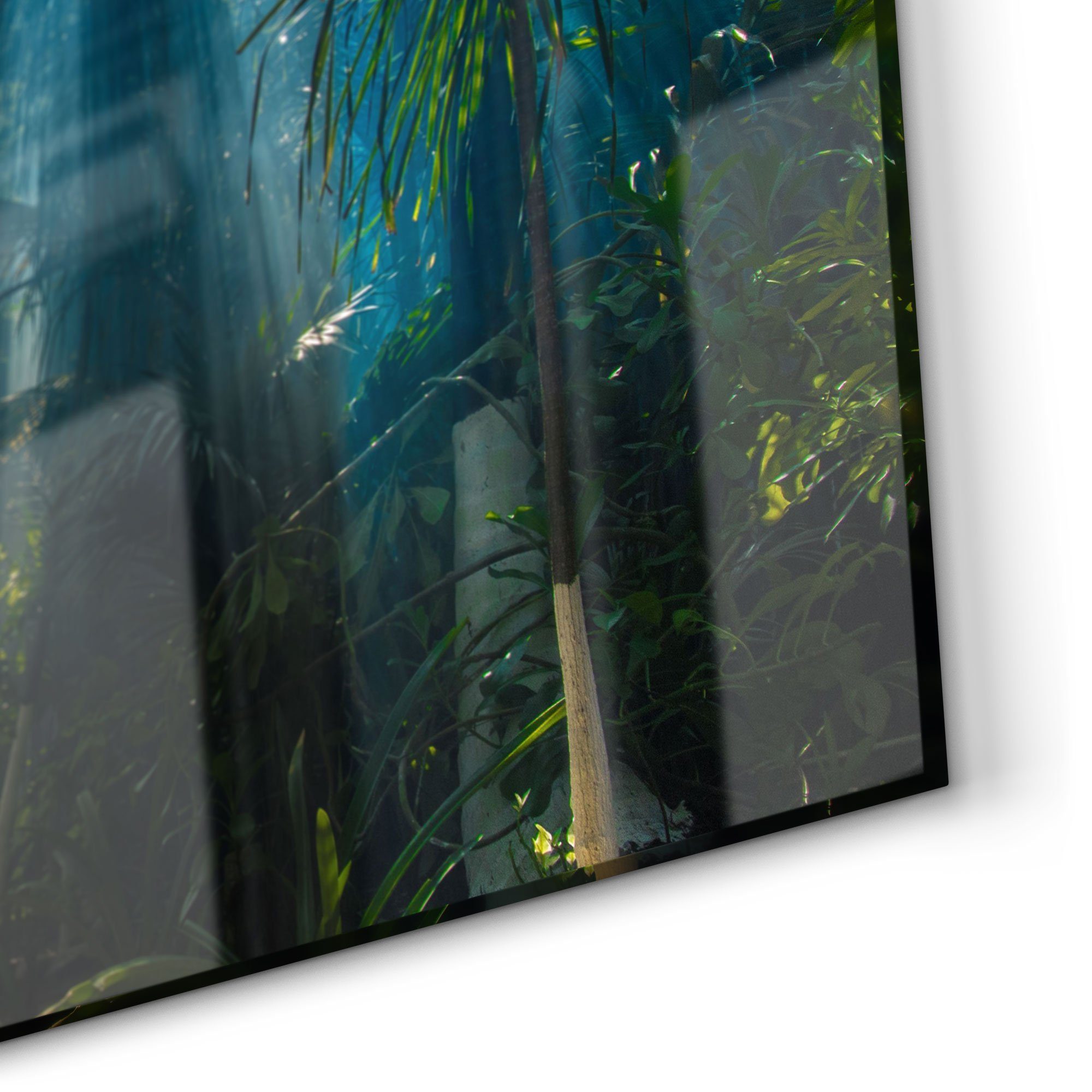 DEQORI Glas durchdringt Spritzschutz Badrückwand Küchenrückwand Palmen', Herdblende 'Licht
