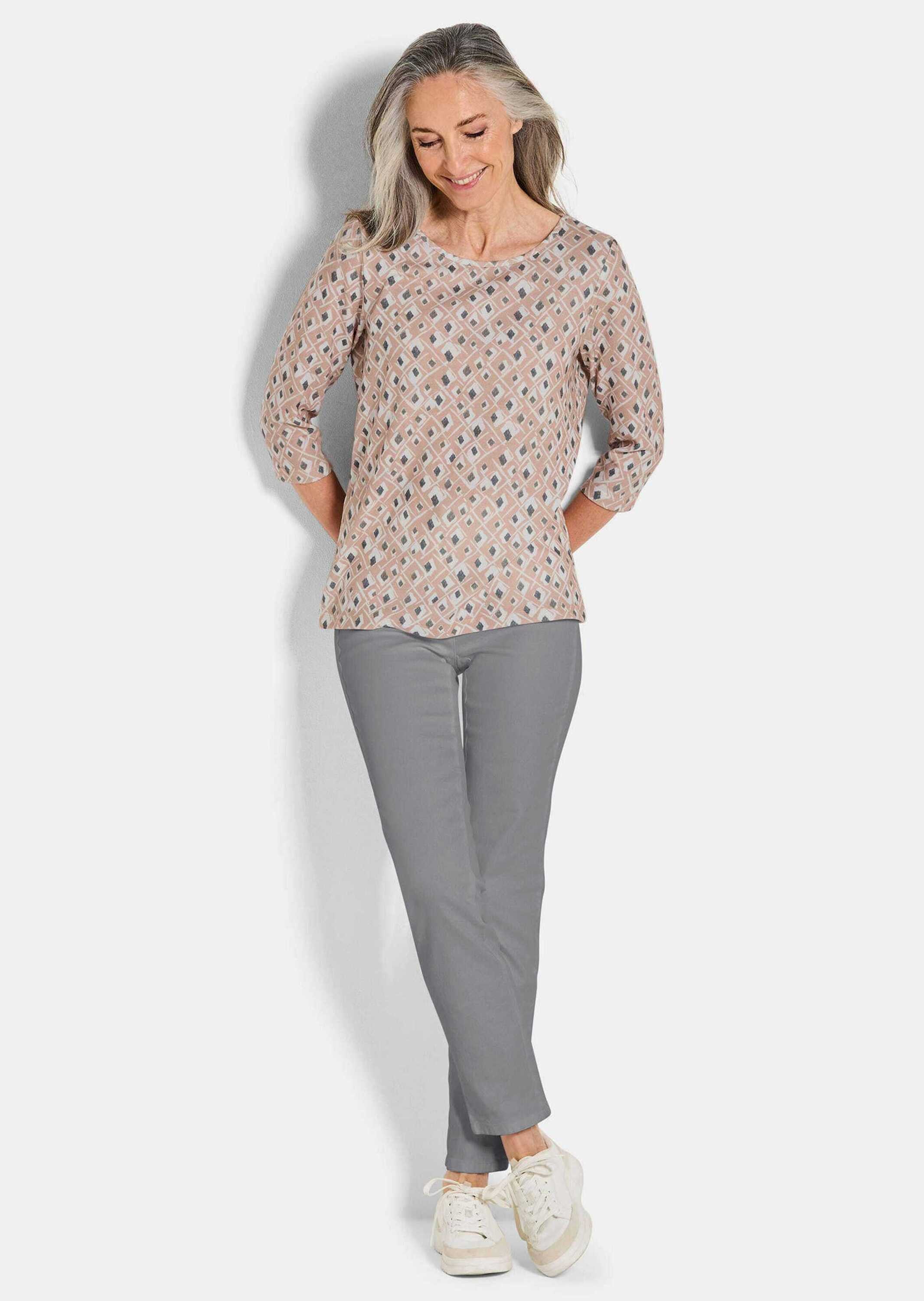 GOLDNER Print-Shirt Halbarm Viskoseshirt im Allover-Design Weiches Druckshi günstig online kaufen