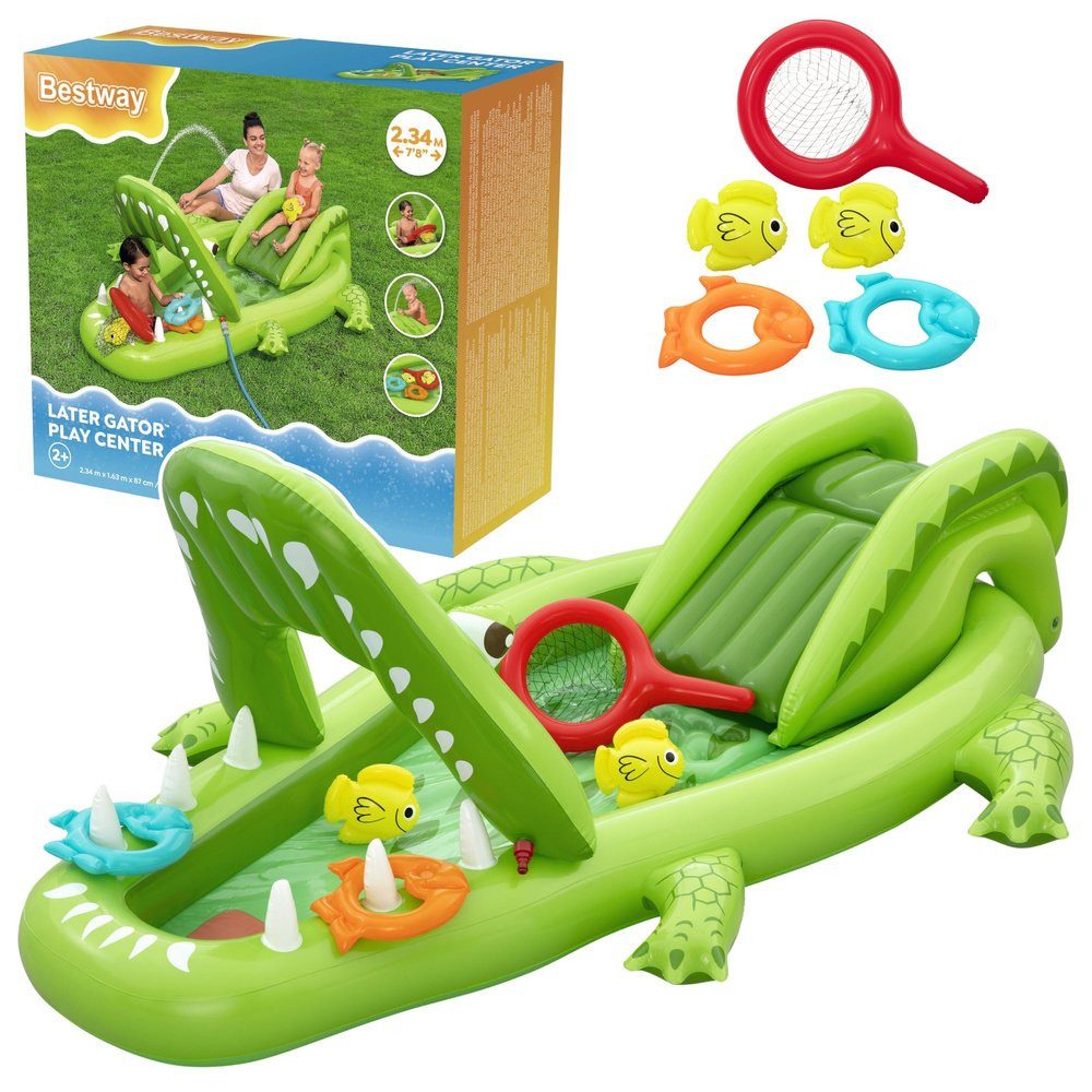 BESTWAY Luftmatratze Wasserspielplatz mit Rutsche, Krokodil-Zubehör, Bestway 53169