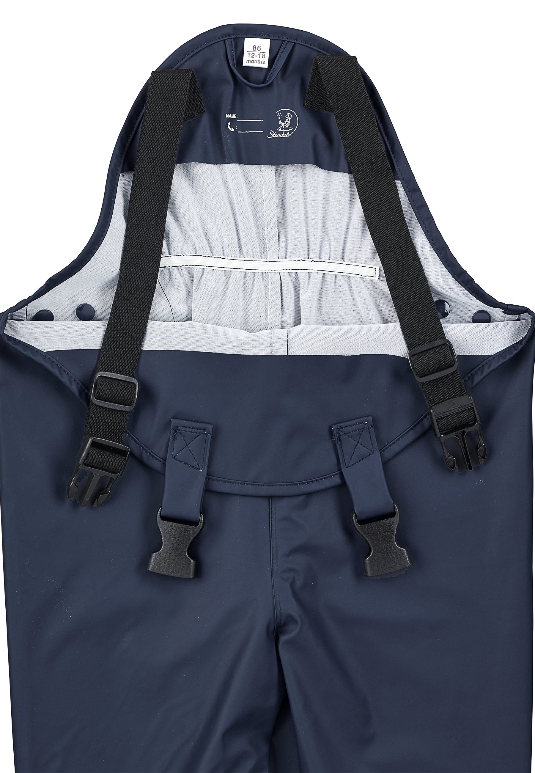 Sterntaler® Regenhose Regenhose ungefüttert uni (1-tlg., Regenträgerhose mit Druckknöpfen, Regenhose mit süßen Motiven) Kinder Hosenträger mit Reflektoren, Matschhosenträger verstellbar