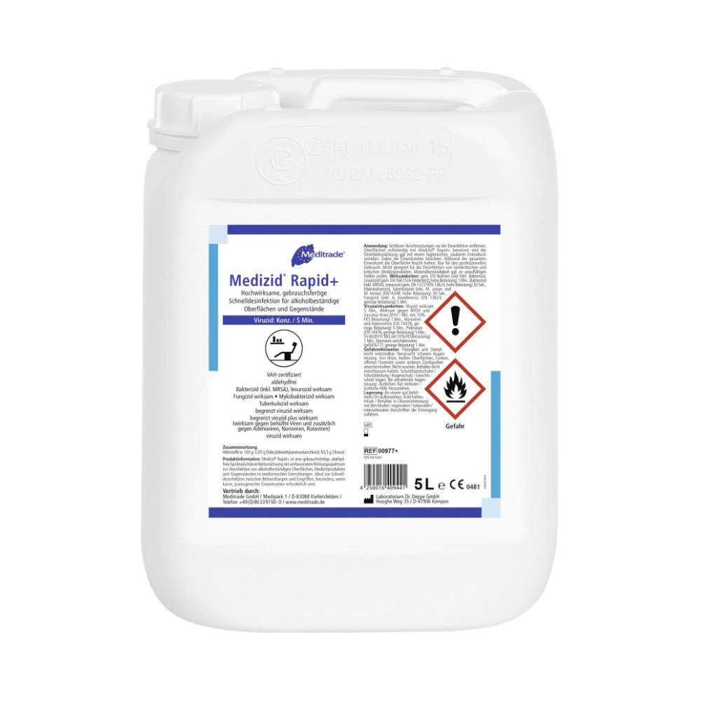 MediTrade Desinfektionsmittelspender Meditrade Medizid Rapid+ Flächendesinfektion - 5 Liter Kanister -