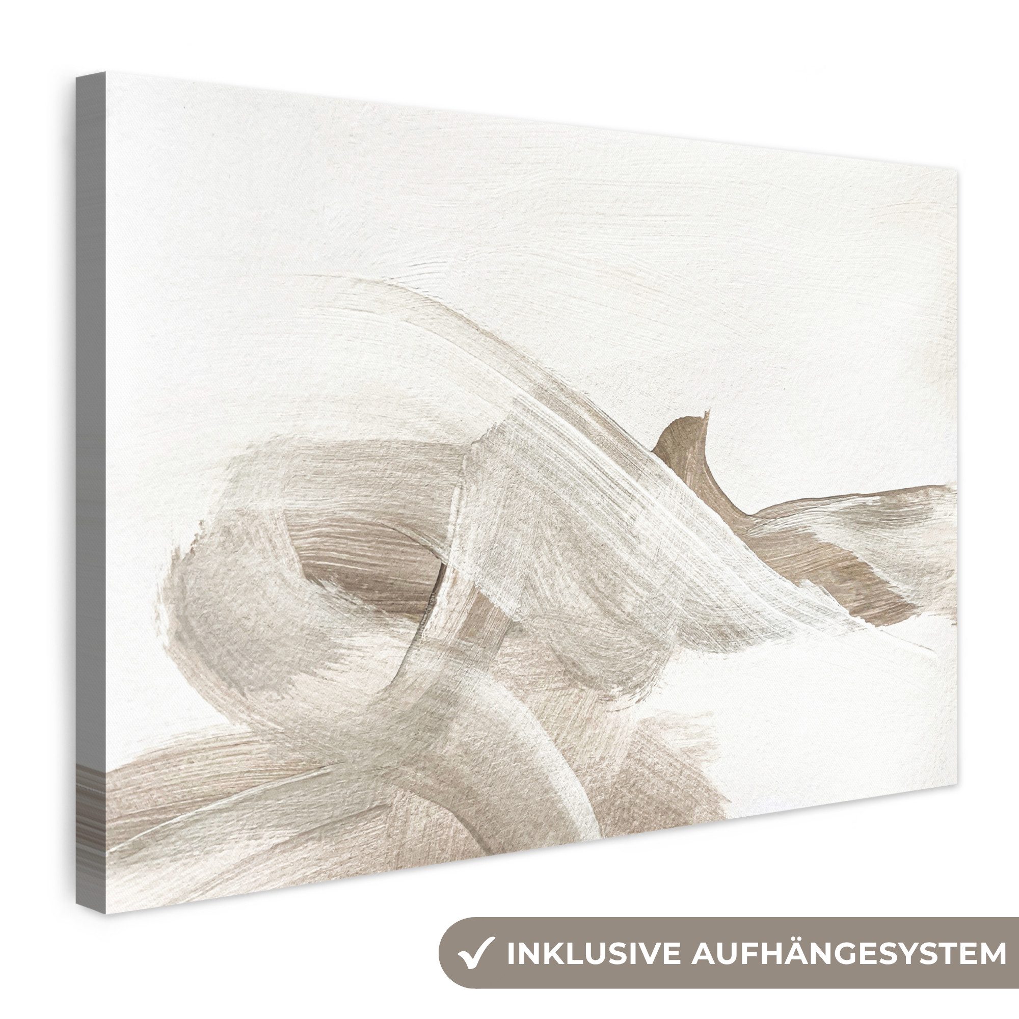 OneMillionCanvasses® Leinwandbild Abstrakt - Moderne Kunst - Beige, Fotodruck (1 St), Leinwand Bilder Klein, Wand Dekoration Aesthetic 30x20 cm