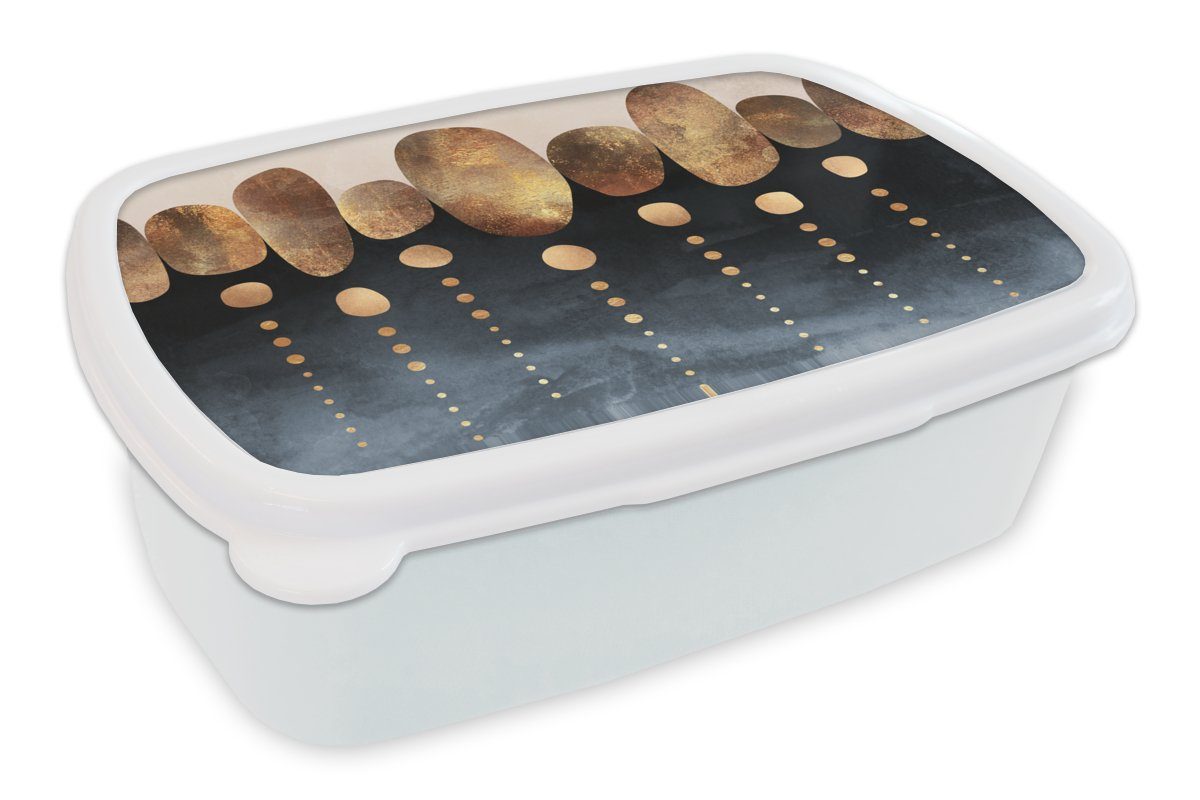 MuchoWow Lunchbox Gold - Abstrakt - Luxus, Kunststoff, (2-tlg), Brotbox für Kinder und Erwachsene, Brotdose, für Jungs und Mädchen weiß