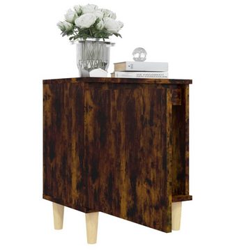 vidaXL Nachttisch Nachttisch mit Massivholz-Beinen Räuchereiche 40x30x50 cm