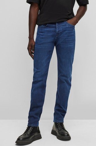 BOSS ORANGE Regular-fit-Jeans Taber BC-P-1 mit Leder-Badge, Baumwollstretch  Denim für eine gute Passform