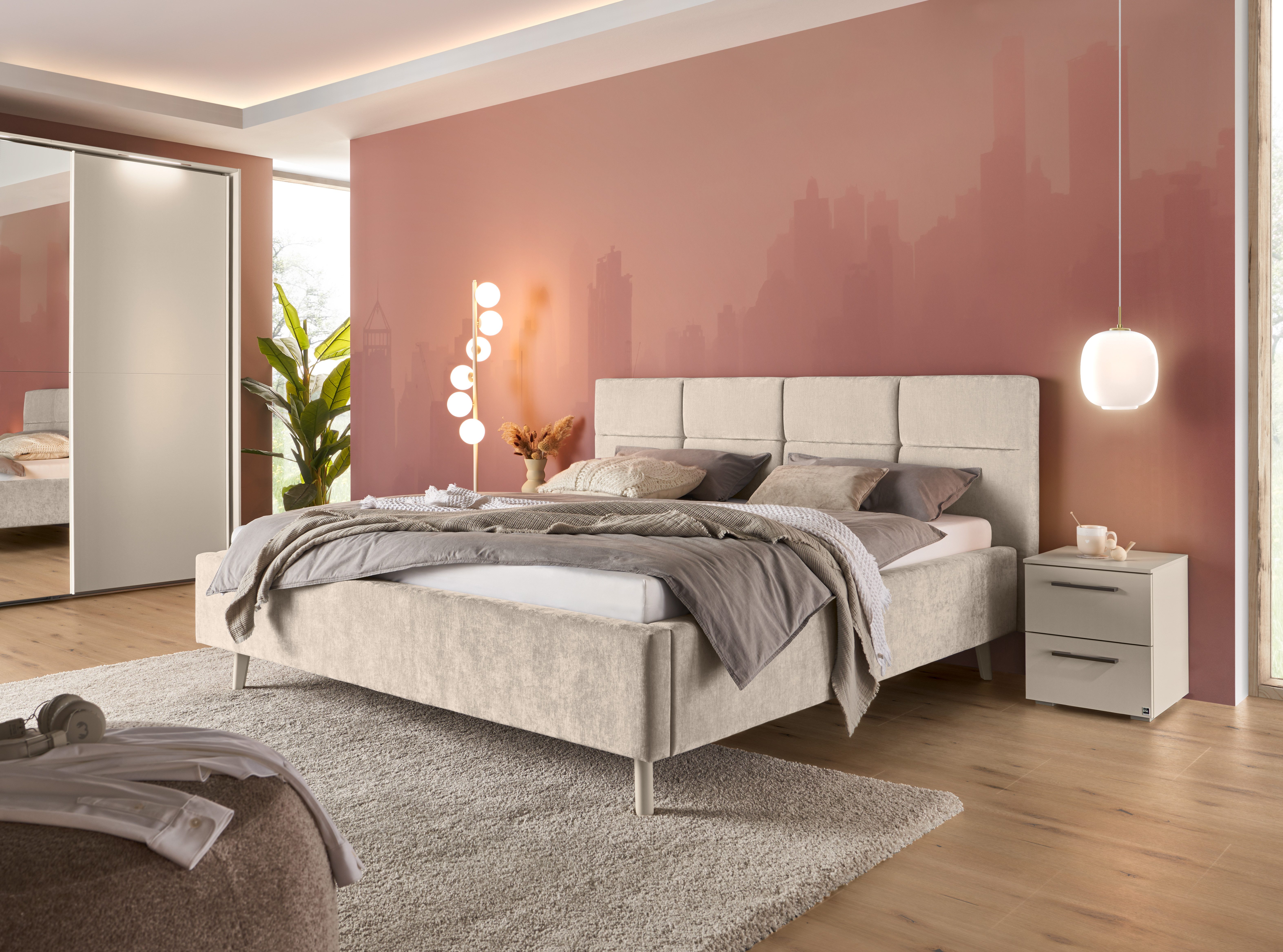 set one by Musterring Polsterbett Cary, Breite 180cm, inkl. 7-Zonen-Tonnentaschenfederkern-Matratze, Erhältlich in verschiedenen Stofffarbe und Matratzenhärtegraden