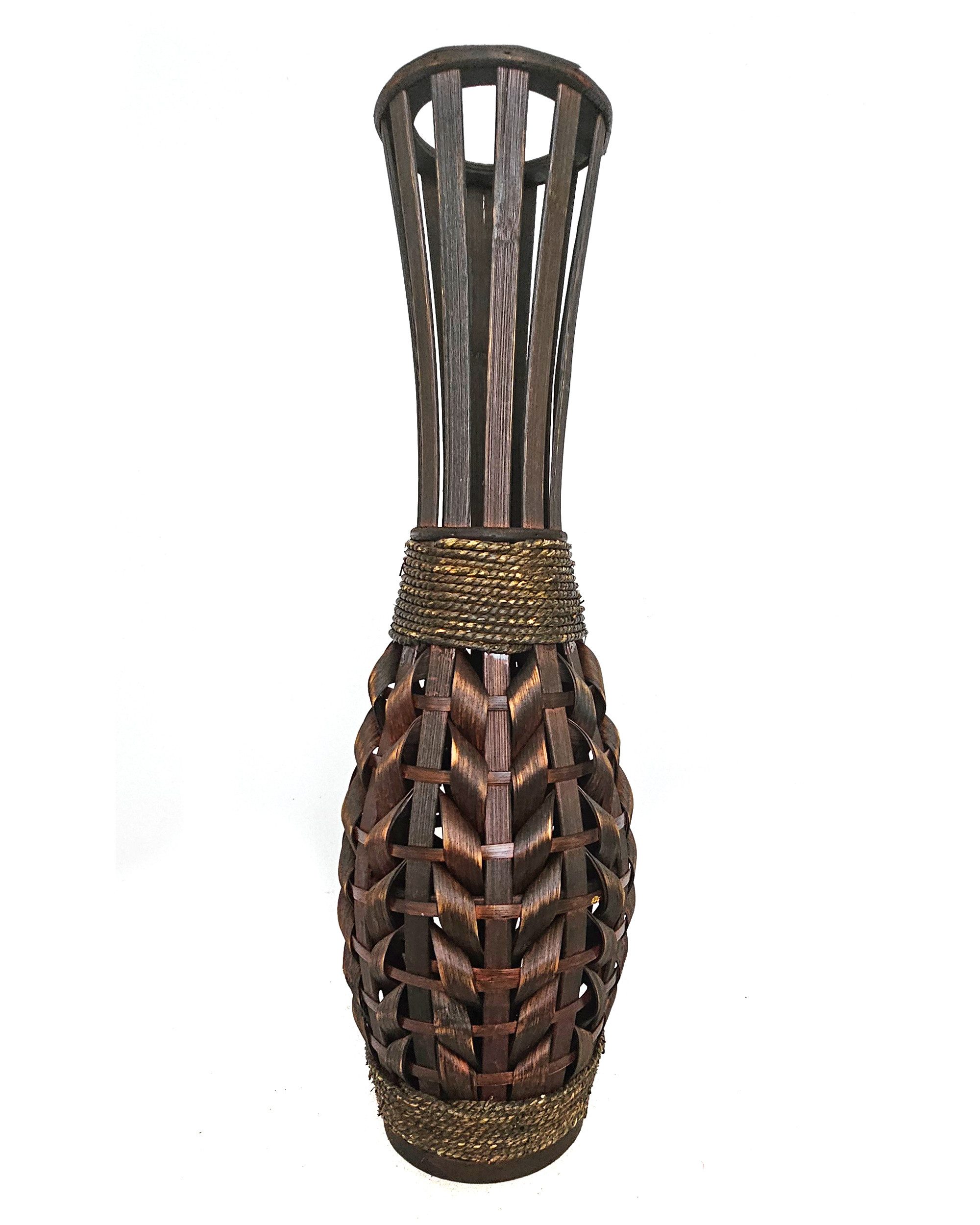 Yudu Bodenvase Bodenvase Blumenvase Pflanztopf Bambus Design handgearbeitet H60