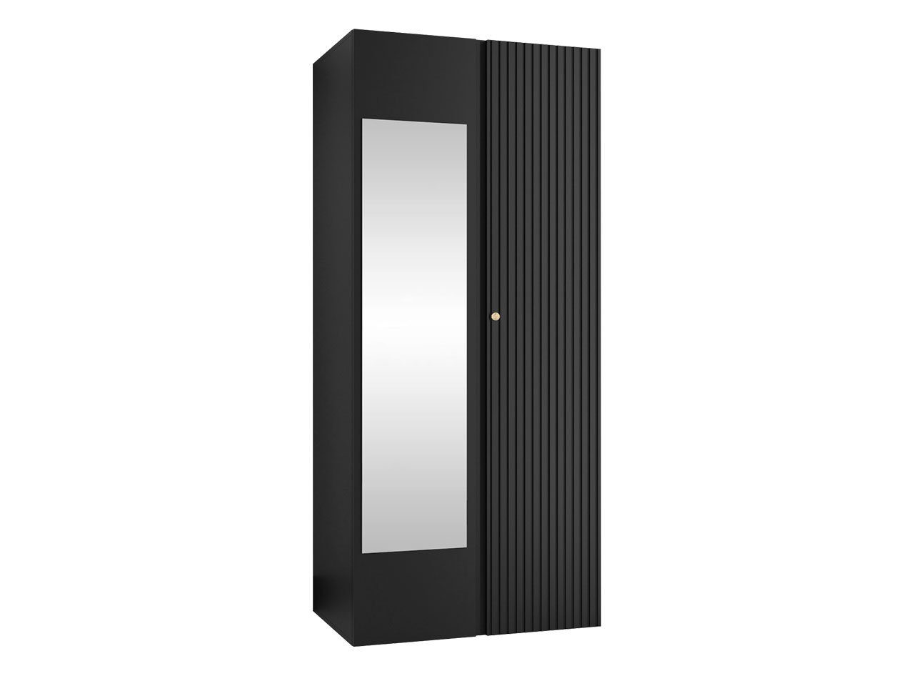 AXLIVING Kleiderschrank Schwarz Mit Spiegel 150cm - Beralto Mit Lamellen Design