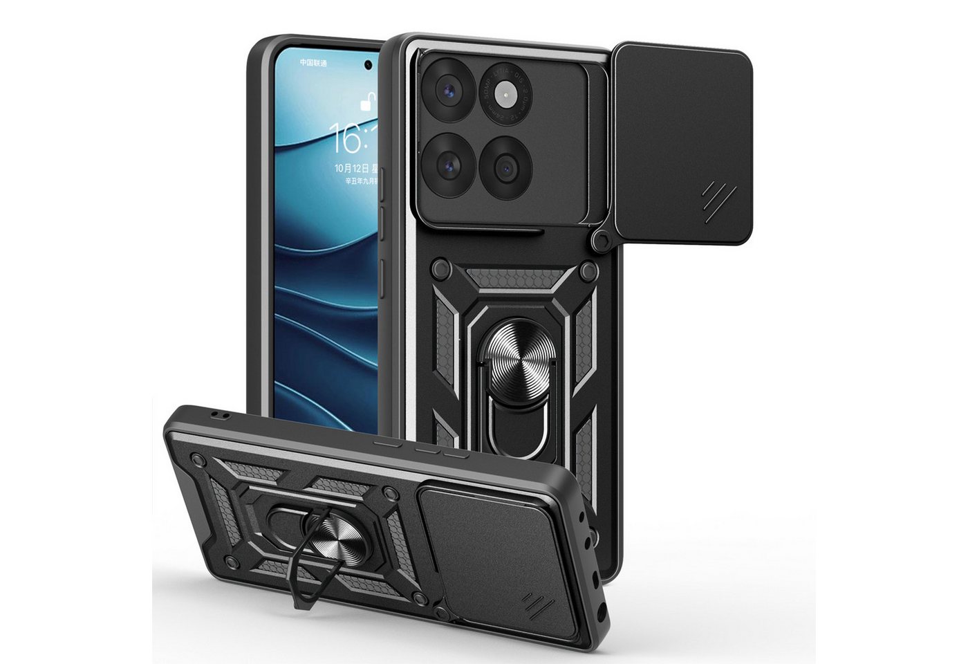 betterfon Handyhülle für Motorola Edge 60 / Edge 60 Fusion Panzerhülle mit Kameraschutz, Outdoorhülle mit Ringhalter, Silikonkern & präziser Passform