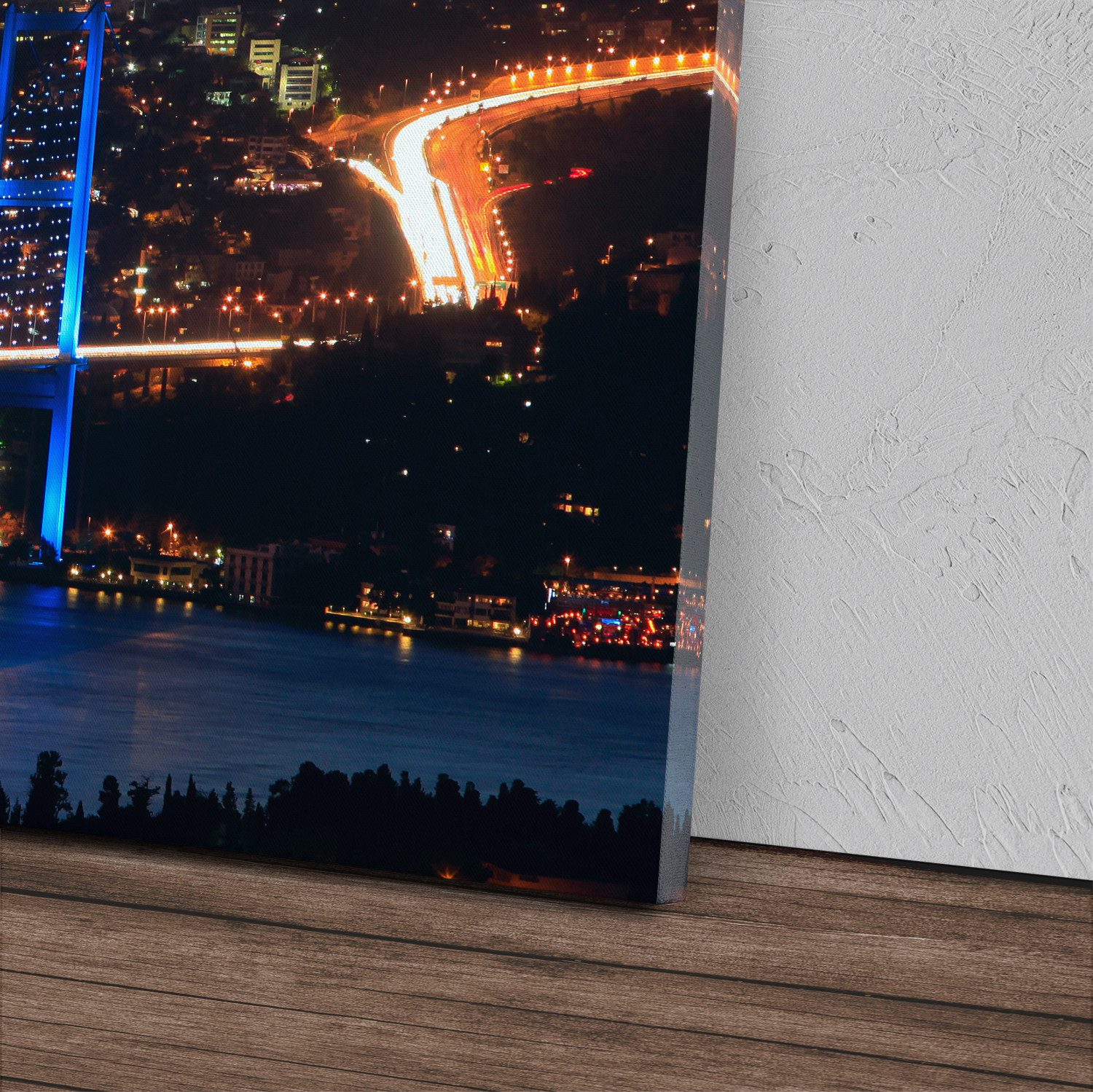 Sinus Art Leinwandbild Kunstdruck Bilder 120x60cm Istanbul Bosporus Brücke bei Nacht Abendröt, (1 St) – Bild 2 von 5