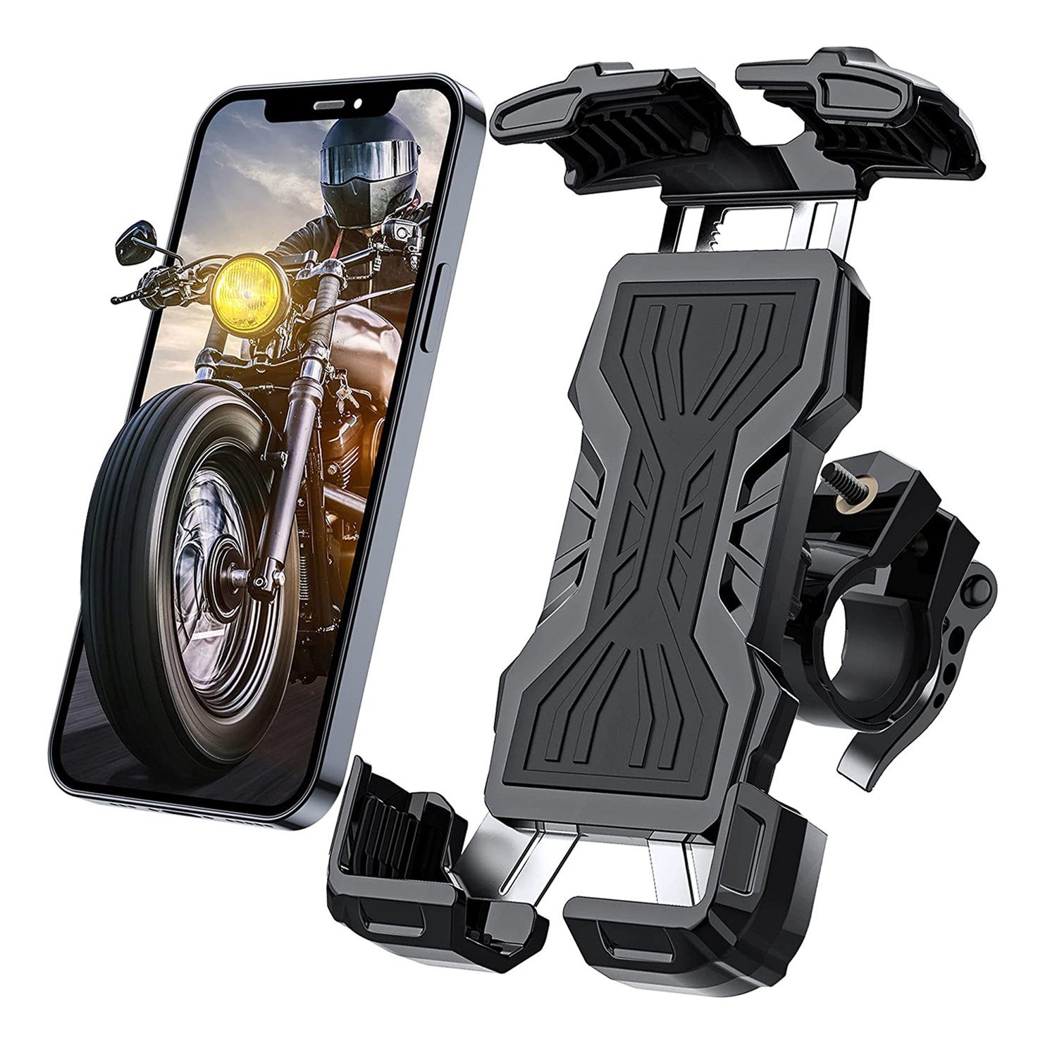 zggzerg Handyhalter für Motorrad Fahrrad 360 Drehung iPhone Samsung Smartphone  Handy-Halterung, (bis 7,00 Zoll, Für iPhone / Samsung / Huawei / XIAOMI  Serie Telefon, 360° Verstellbare)