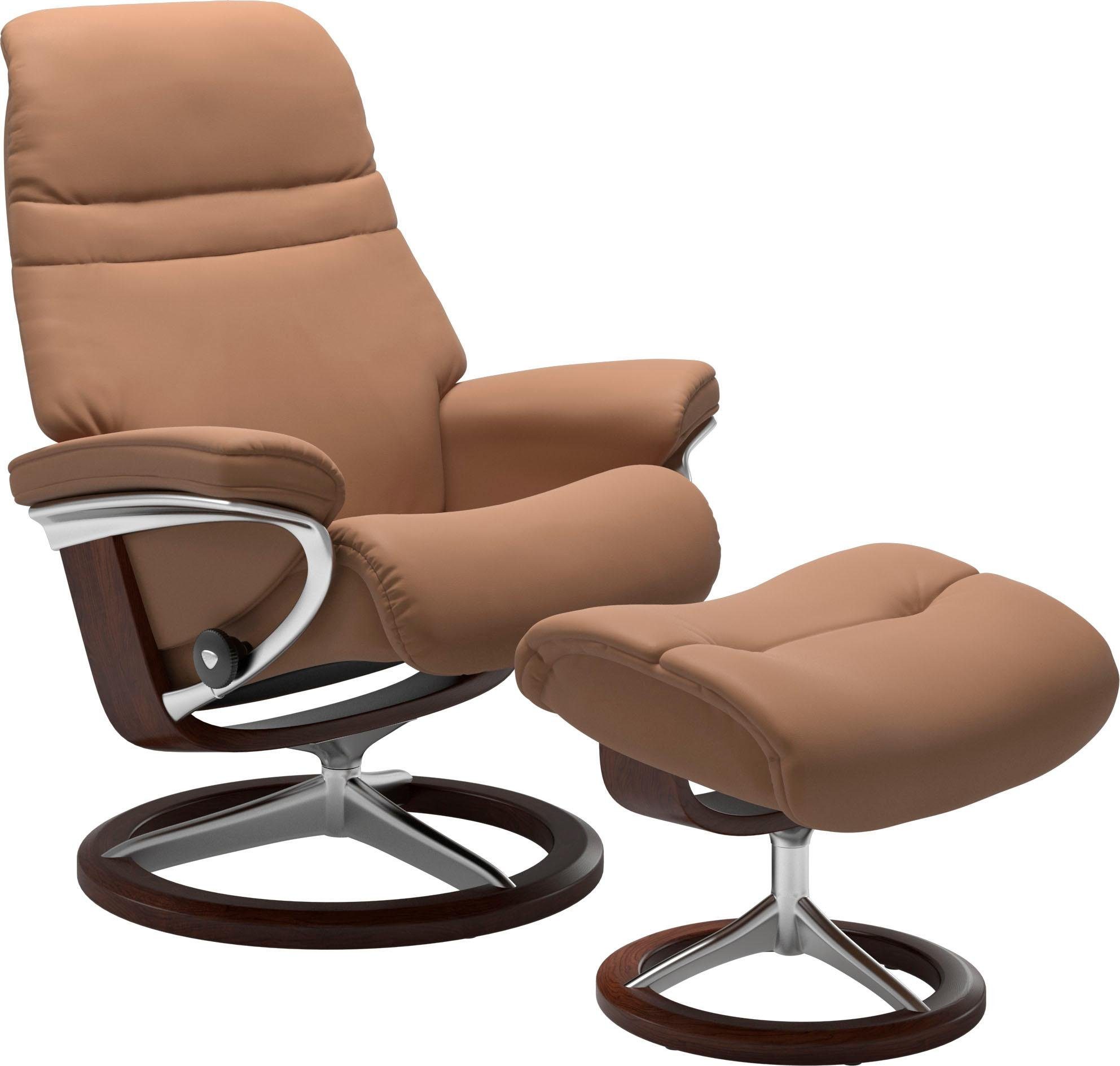 Sunrise Stressless® (Set, mit Größe Relaxsessel Braun L, Relaxsessel Gestell mit Base, Hocker), Signature