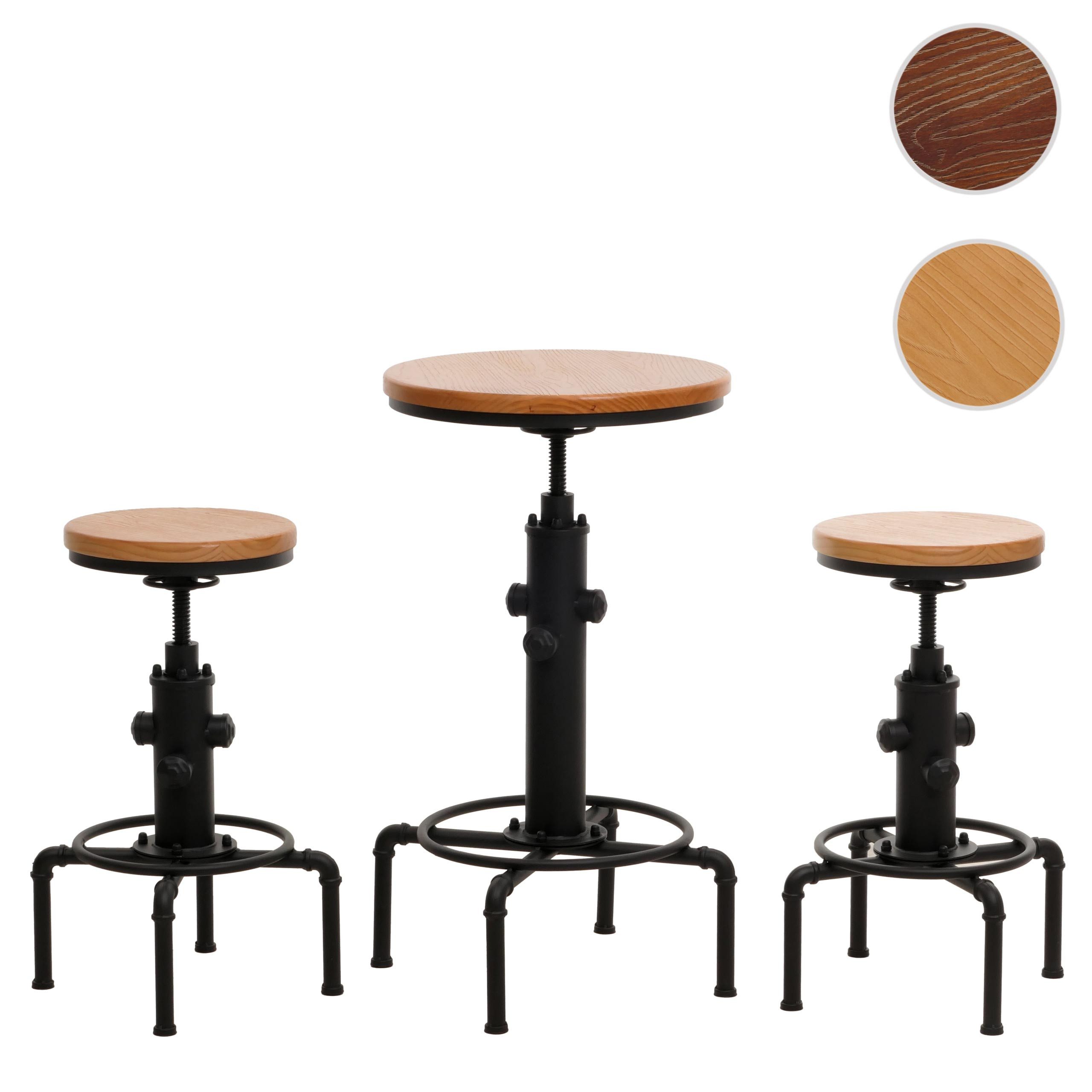 MCW Bartisch MCW-N23-Tisch-Set (Set, 3er), Modernes Industriedesign