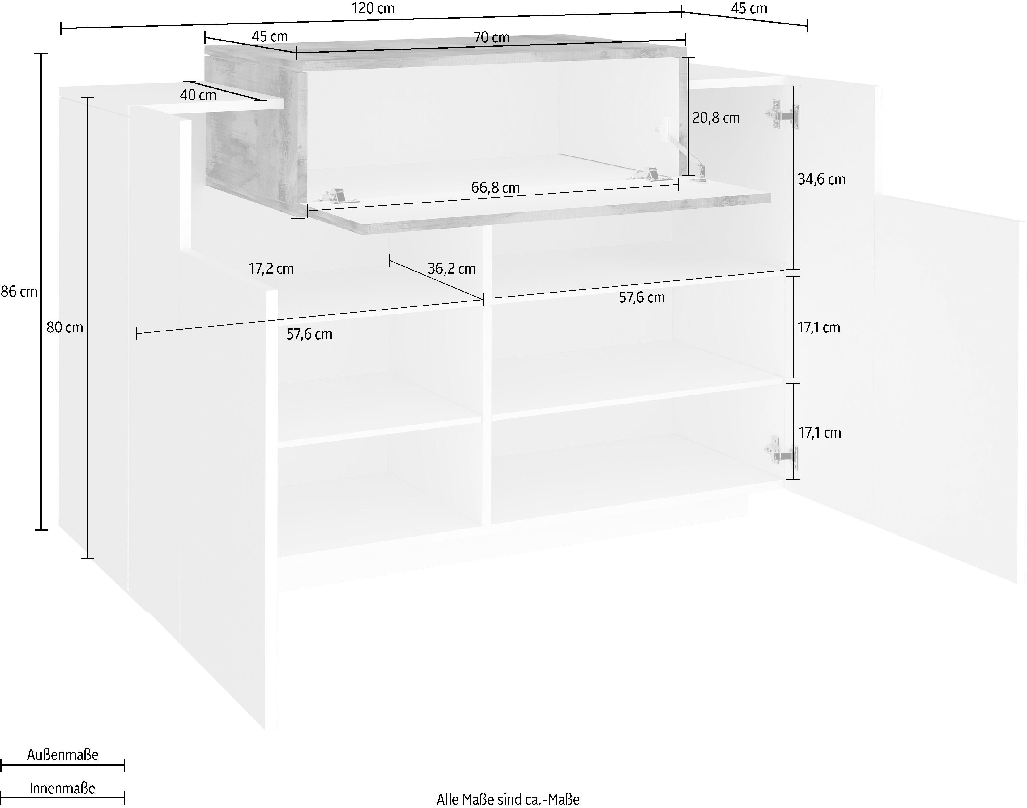 weiß/ahorn Schuhschrank Tecnos Coro