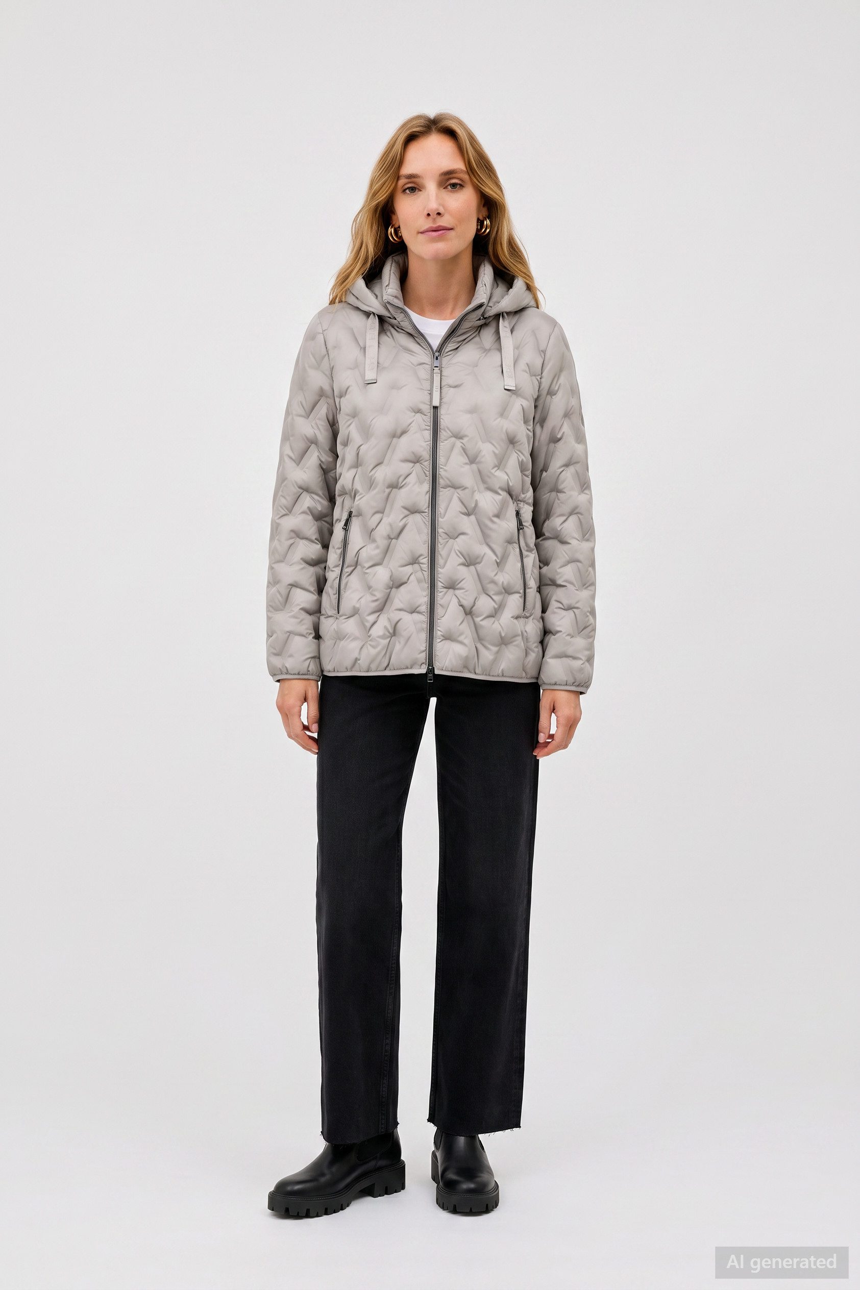 Barbara Lebek Steppjacke Übergangsjacke, Herbstjacke oder Damenjacke mit abnehmbarer Kapuze