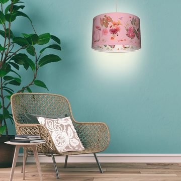 anna wand Pendelleuchte Stofflampenschirm Paradies rosa/mehrfarbiger Innendruck, LED wechselbar, warmweiß