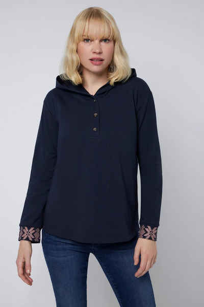 Gina Laura Longsleeve Hoodie Langarm mit Norweger-Muster Kapuze