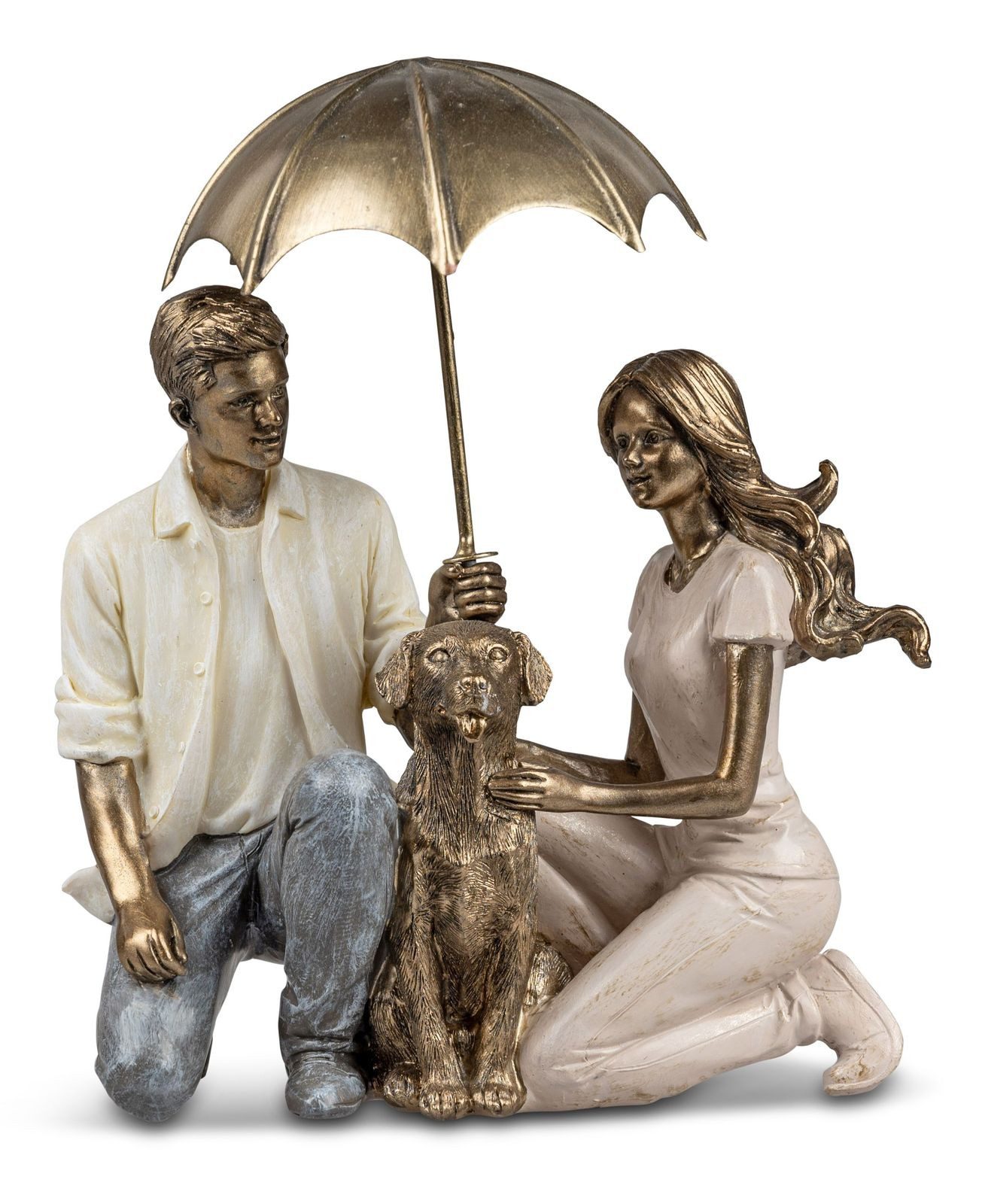 formano Dekofigur Paar mit Hund Skulptur 18x16x 9cm handbemalt Polyresin bu günstig online kaufen